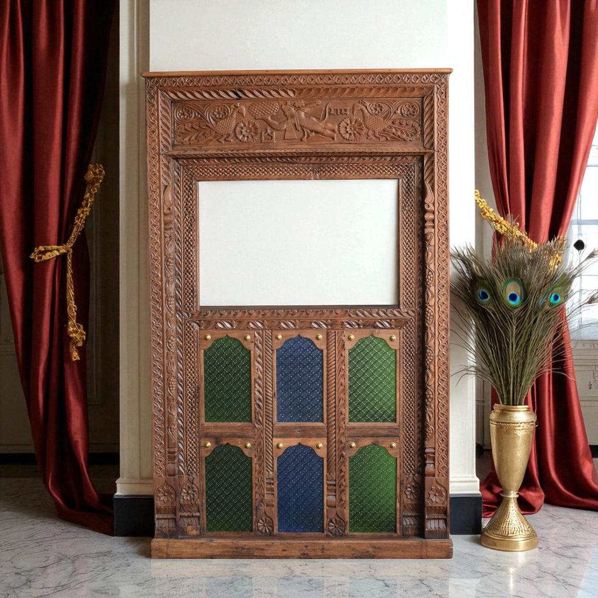 Hand-Carved Vintage Wooden Bar Counter – A Statement Piece for Luxury Interiors