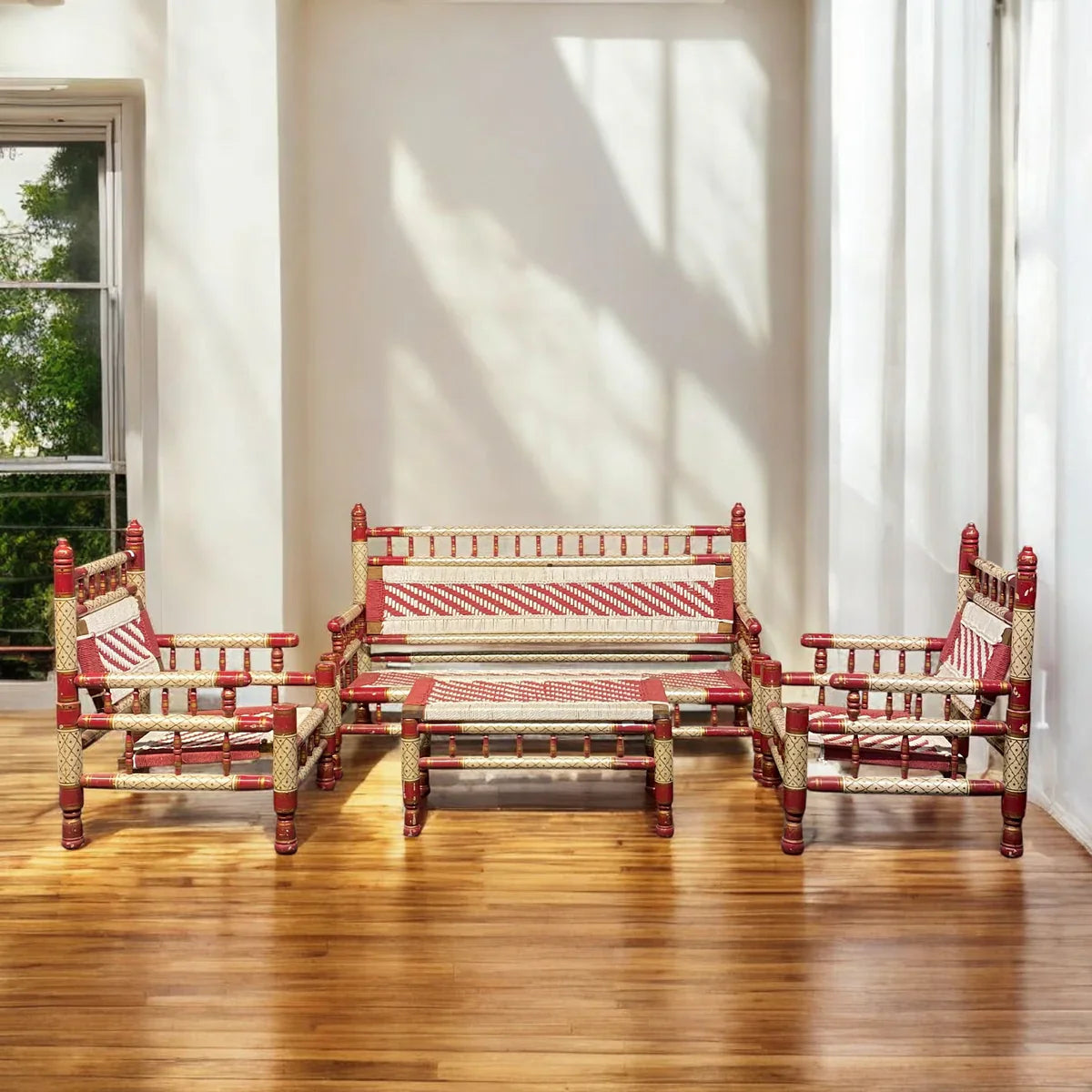 What type of interior suits this sofa set?