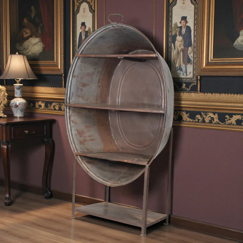 Industrial Iron Tube Bookshelf | Handmade Vintage Metal Display Shelf