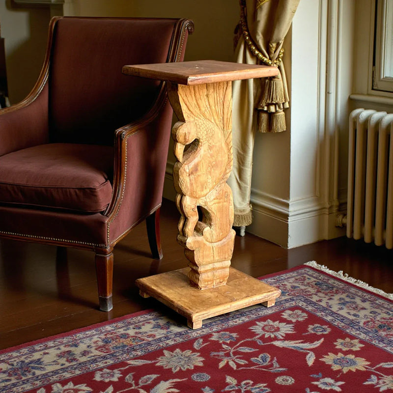 Hand-Carved Wooden Side Table: A Timeless Blend of Art and Function