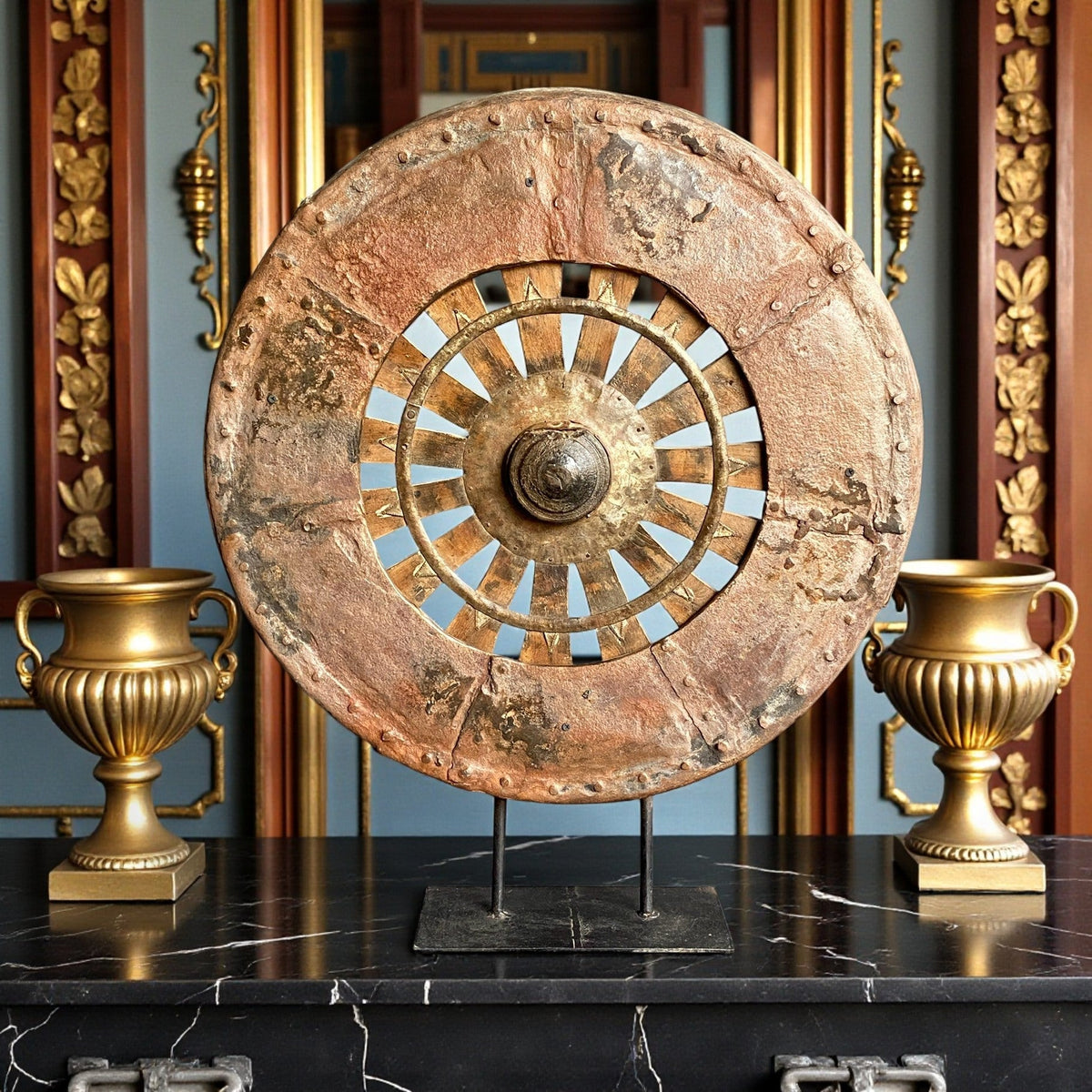 Antique Iron Vintage Wheel Bracket | A Timeless Statement of Heritage &amp; Craftsmanship