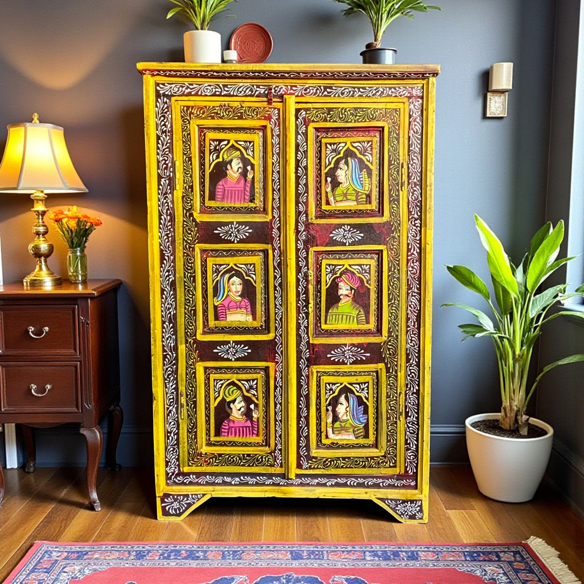 Handcrafted Painted Wooden Cabinet – A Perfect Blend of Tradition &amp; Elegance