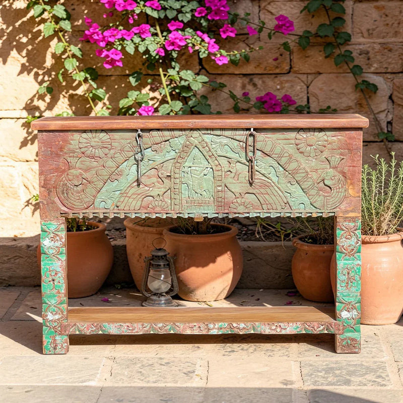 Features of This Antique Storage Console Table