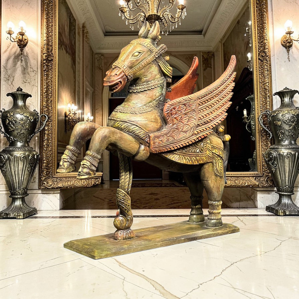 Hand-Painted Wooden Horse Sculpture: A Luxury Statement for Refined Interiors