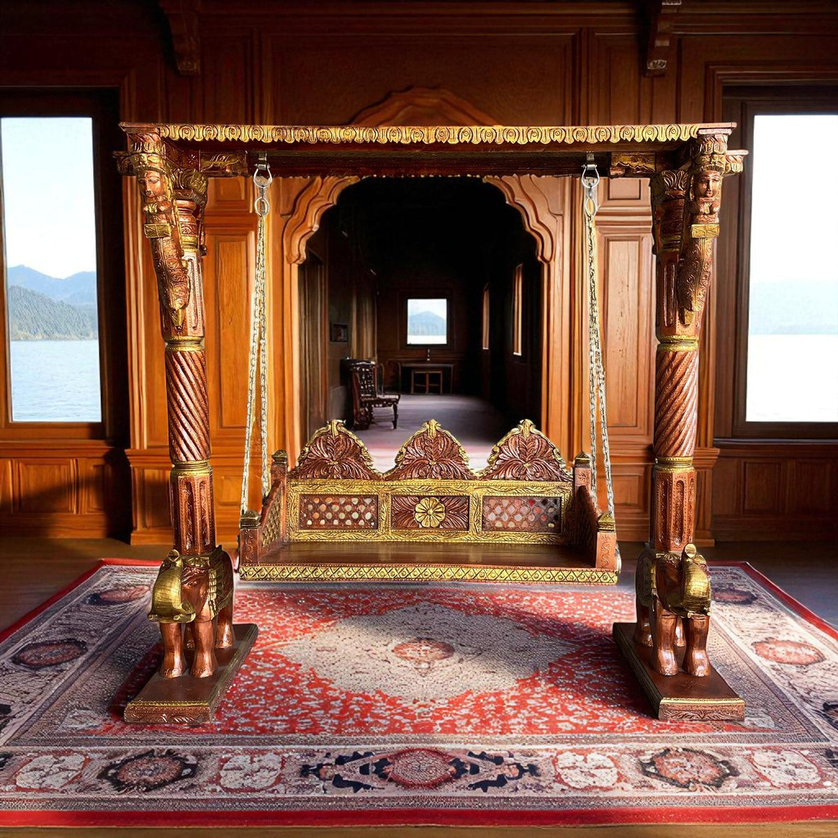 Handcrafted Wooden Swing – A Timeless Statement of Traditional Elegance