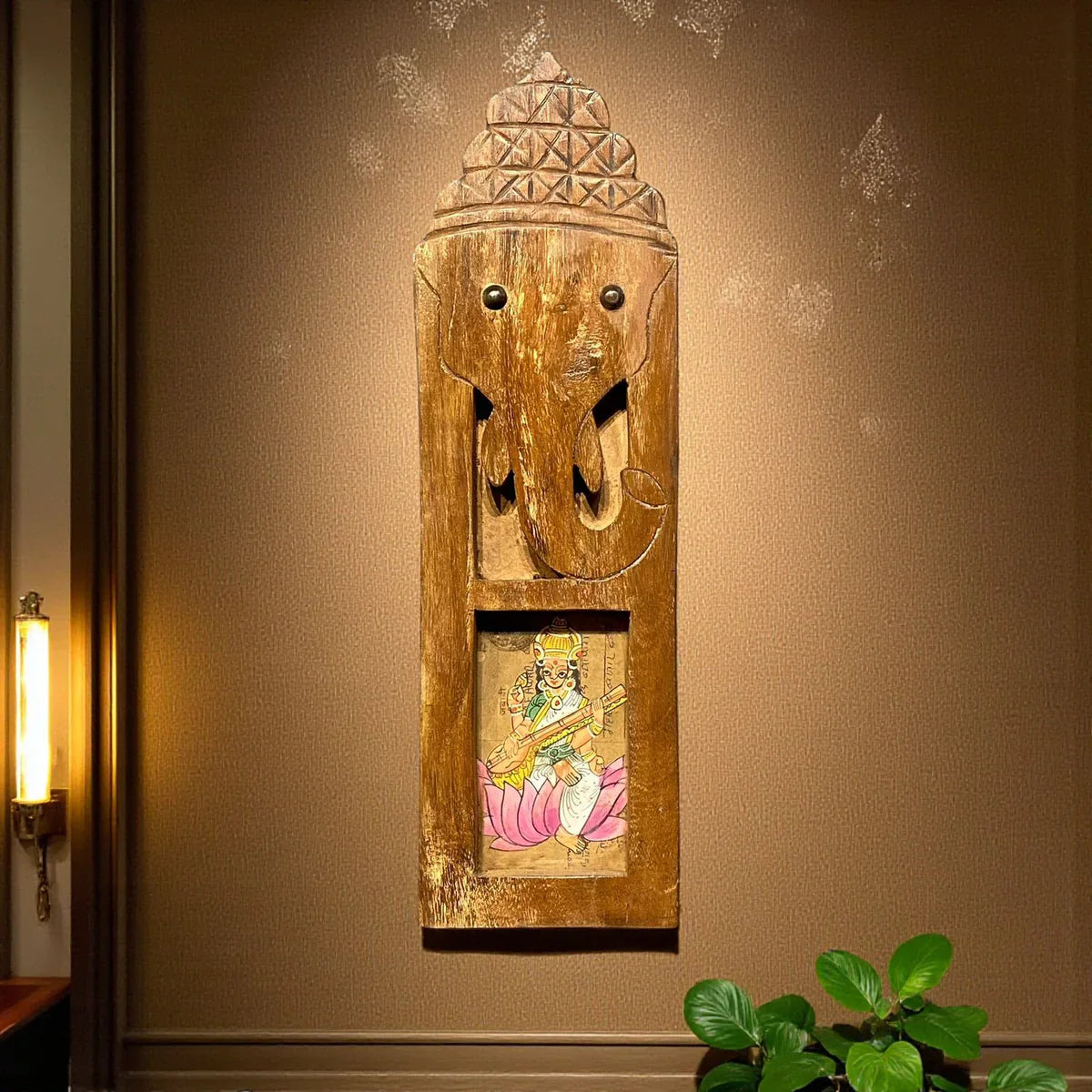 Handcrafted Wooden Ganesh Wall Panel with Traditional Art – A Statement of Culture &amp; Elegance