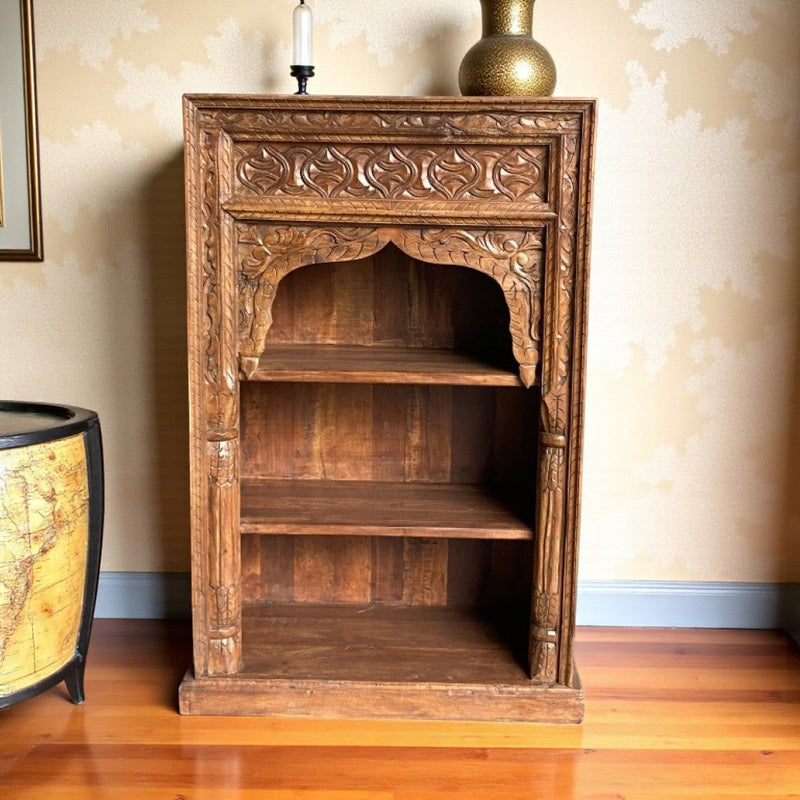 Hand-Carved Wooden Bookshelf – A Timeless Blend of Function &amp; Vintage Elegance
