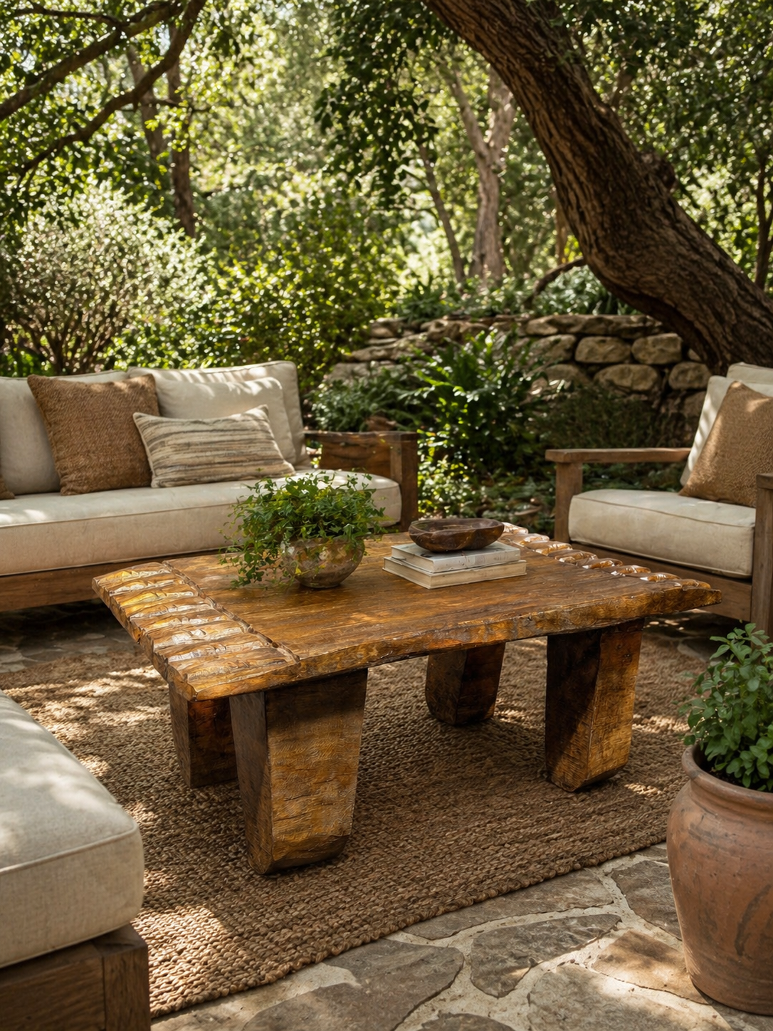 Rustic Naga Coffee Table for Serene Outdoor Living