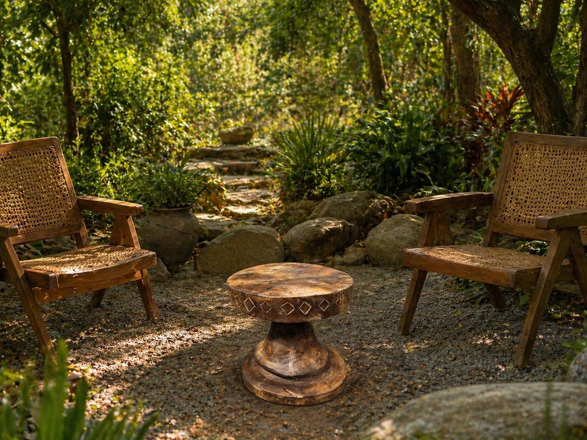 Rustic Naga Stool for Natural Outdoor Seating