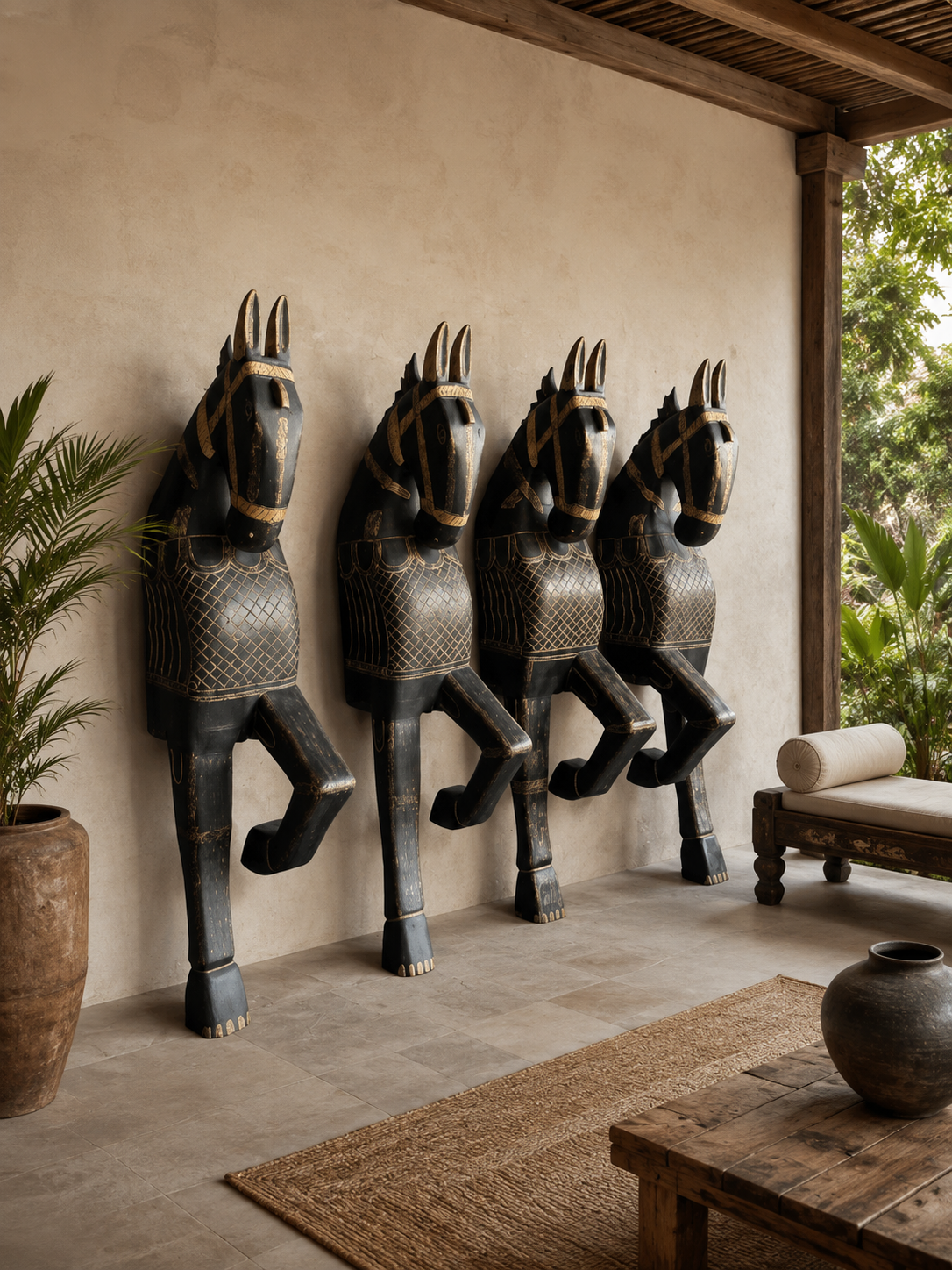 What material is the horse sculpture made from?