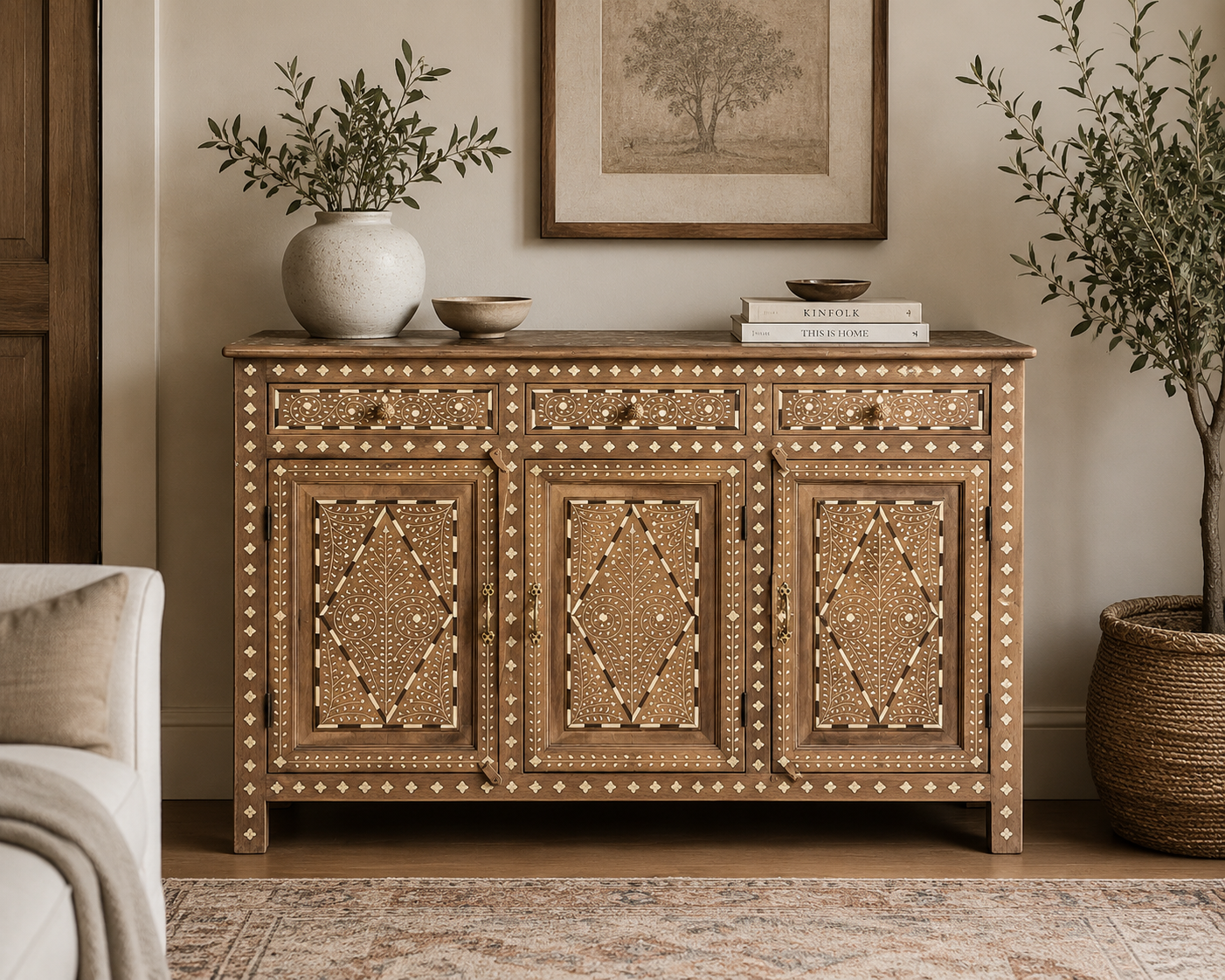 What is a bone inlay sideboard?