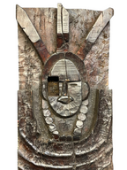 Antique Naga Tribal Carved Wood Panel – Hand-Carved Wall Sculpture
