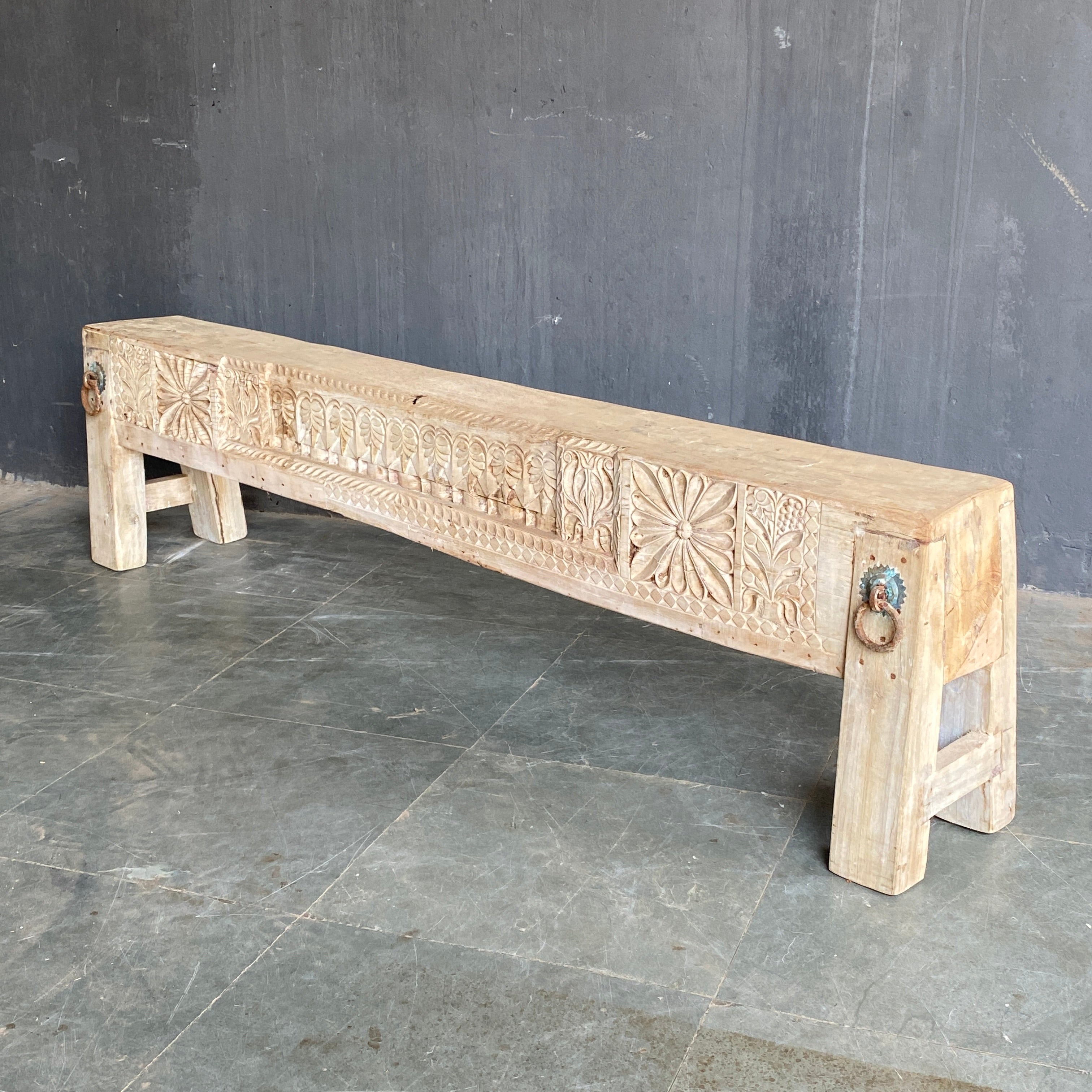 VINTAGE HAND CARVED BENCH