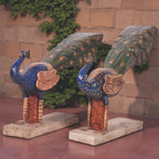 WOODEN HAND PAINTED PEACOCK