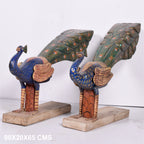 WOODEN HAND PAINTED PEACOCK