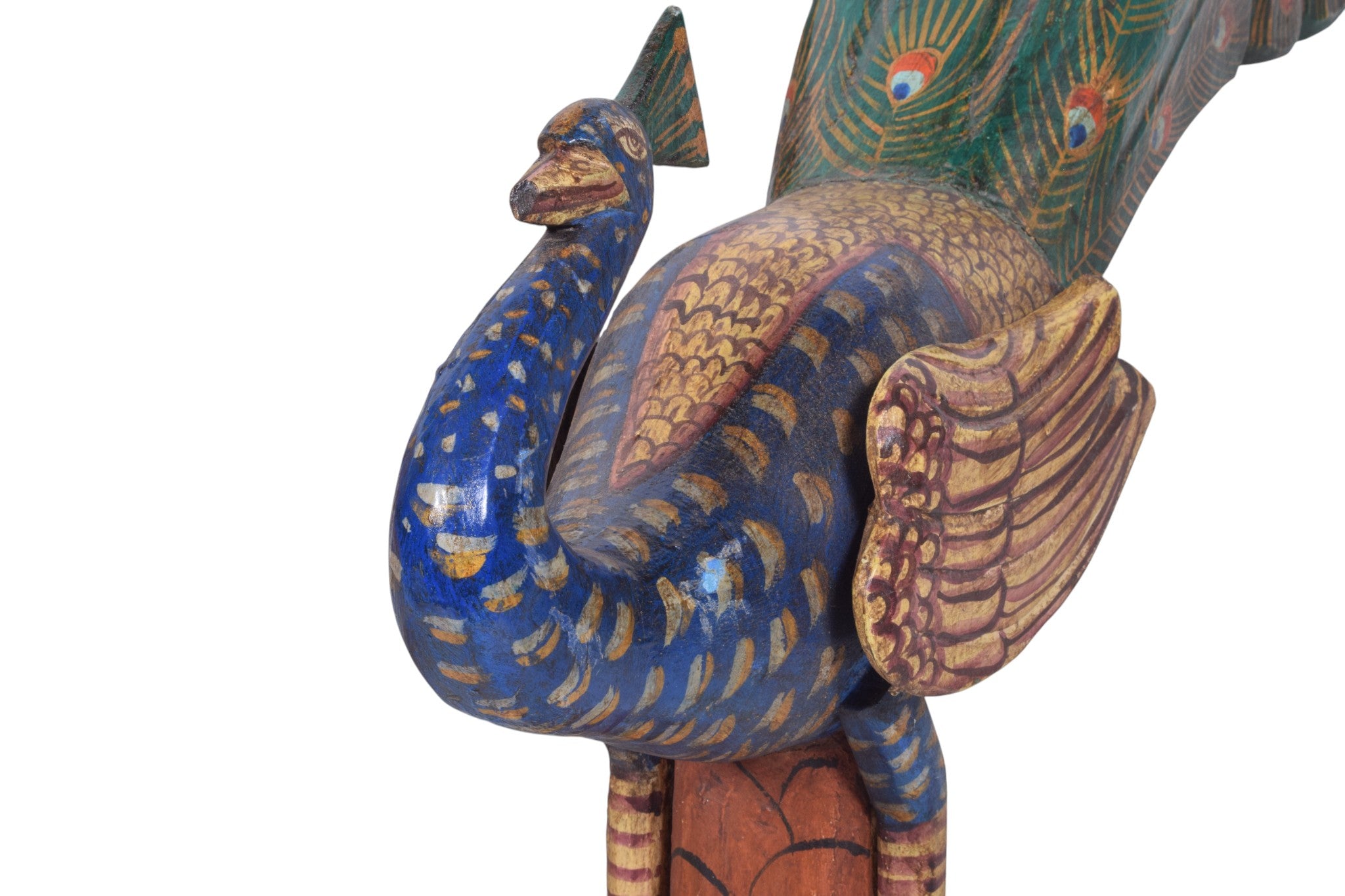 WOODEN HAND PAINTED PEACOCK