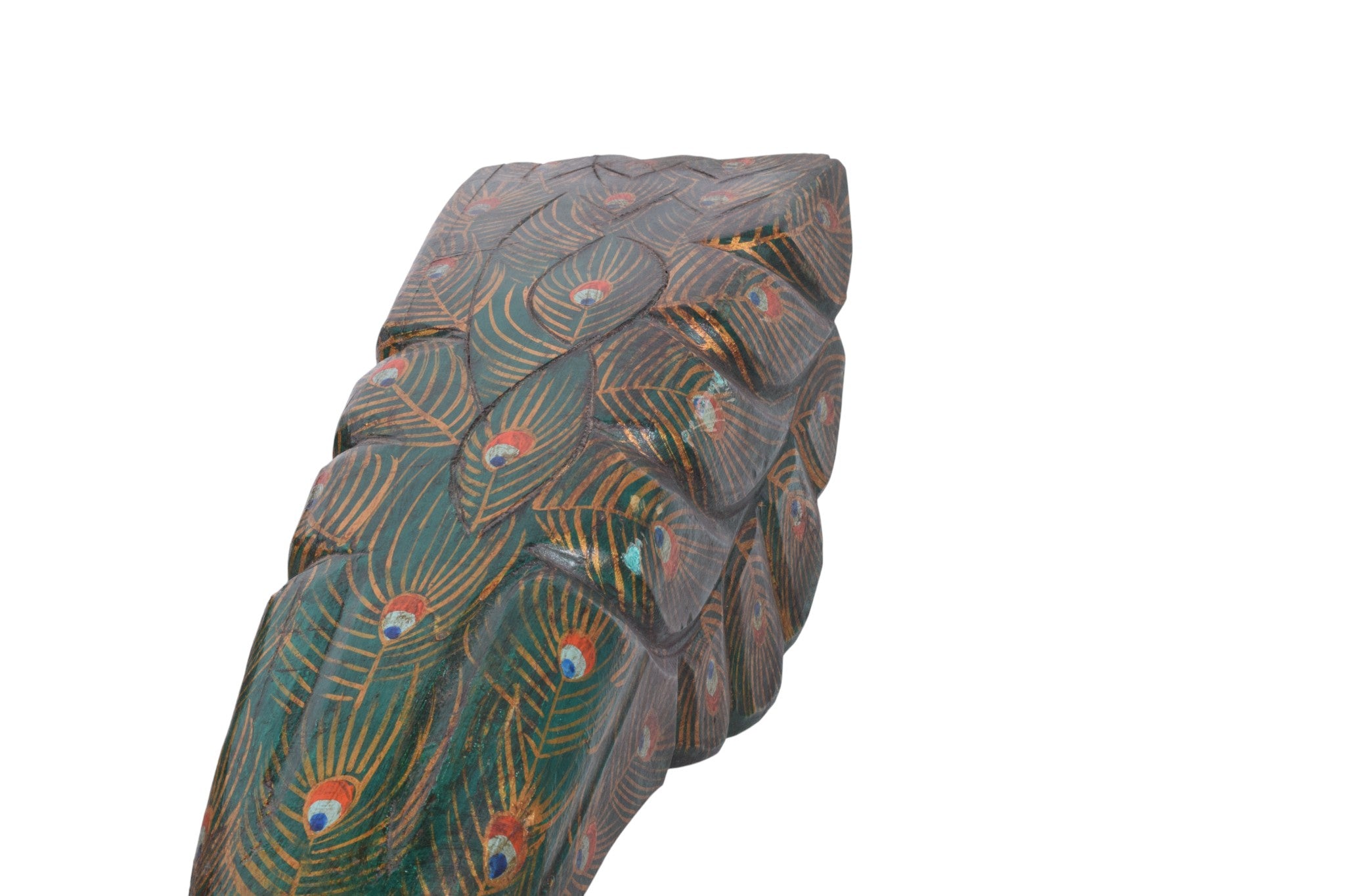 WOODEN HAND PAINTED PEACOCK