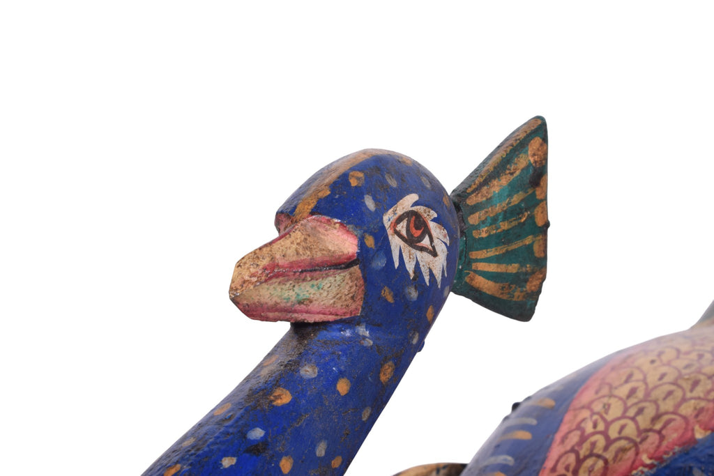 WOODEN HAND PAINTED PEACOCK