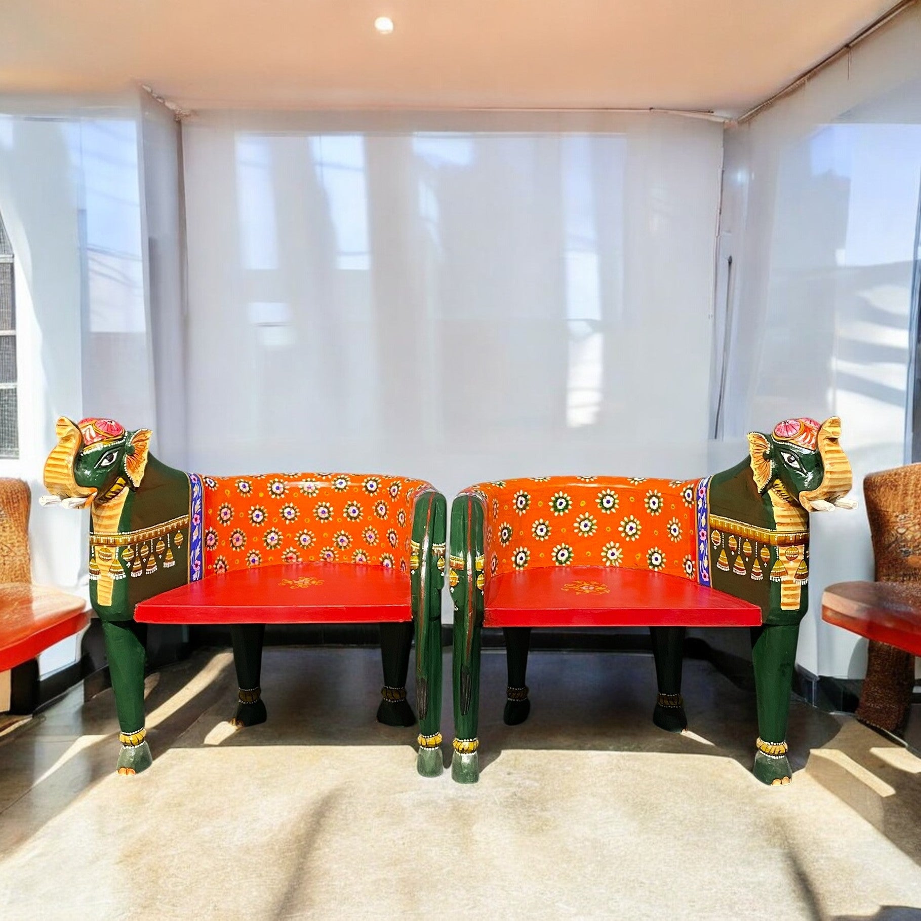 HAND PAINTED ELEPHANT CHAIR