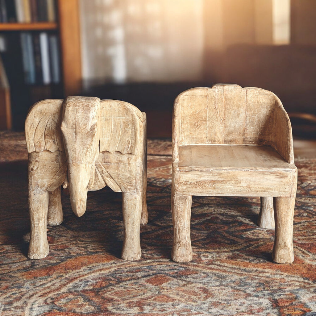 WOODEN ELEPHANT CHAIR
