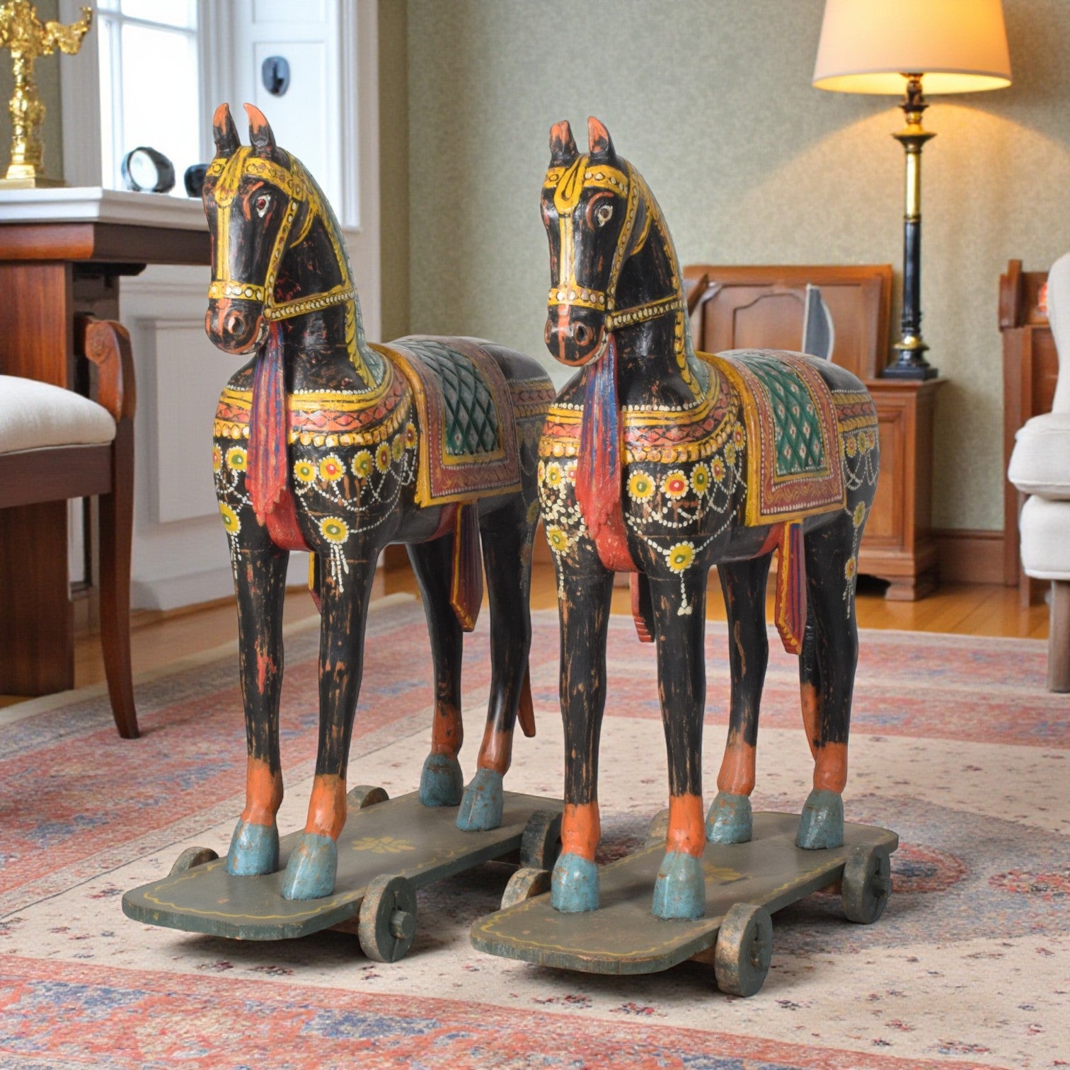 WOODEN HAND PAINTED HORSE
