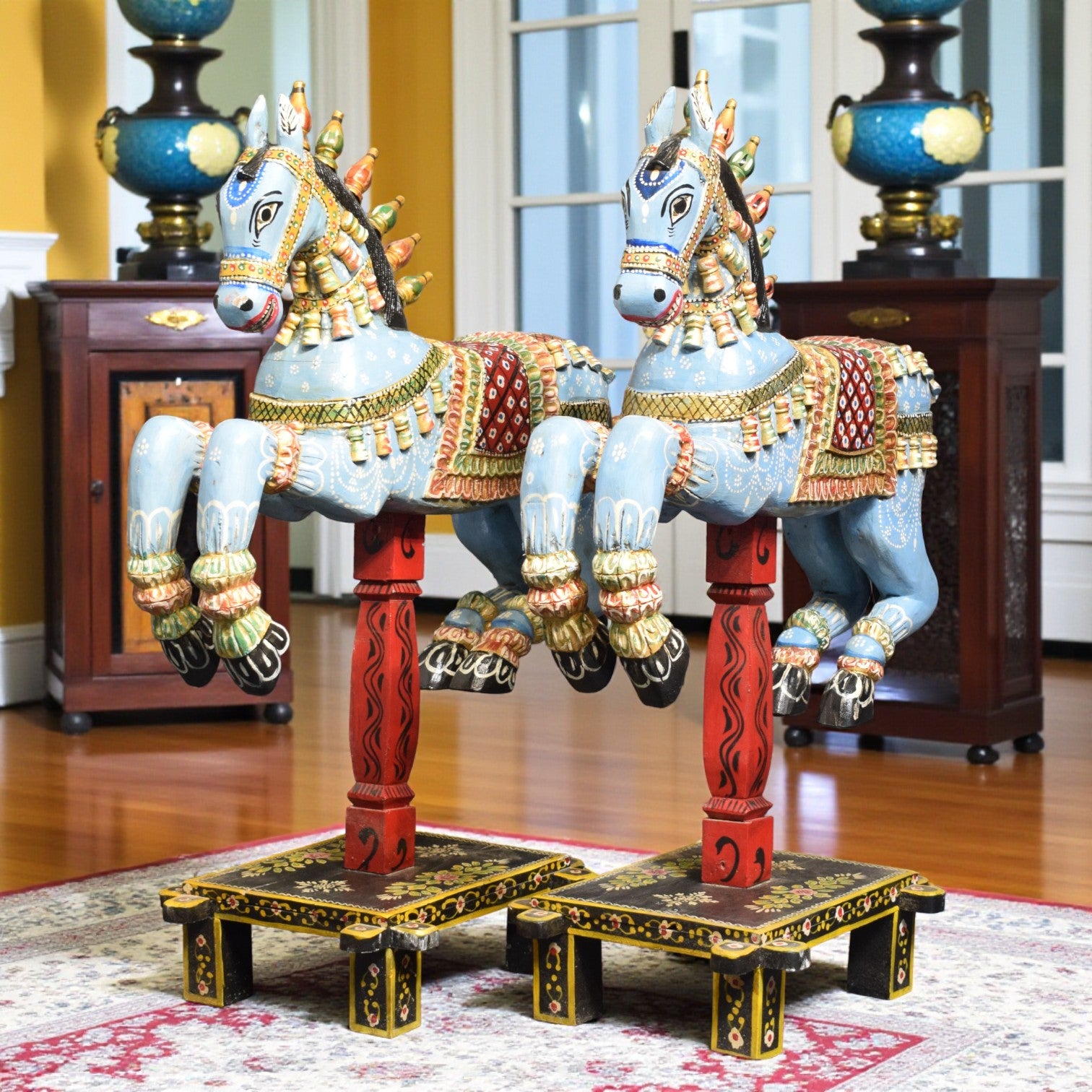 WOODEN HAND PAINTED HORSE