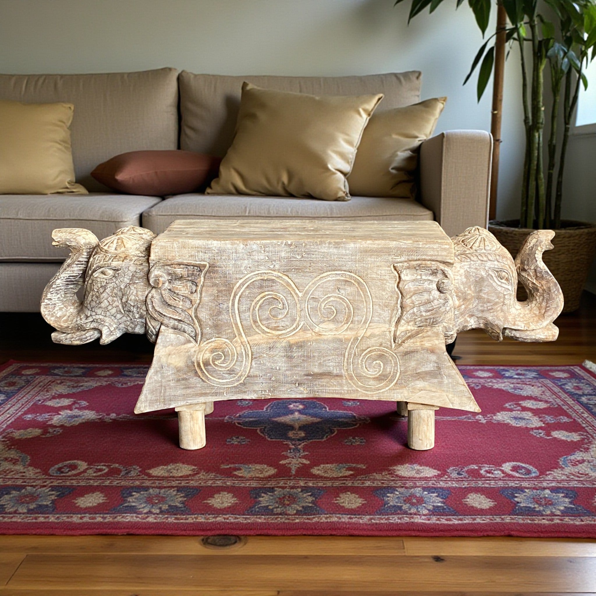 WOODEN ELEPHANT BENCH