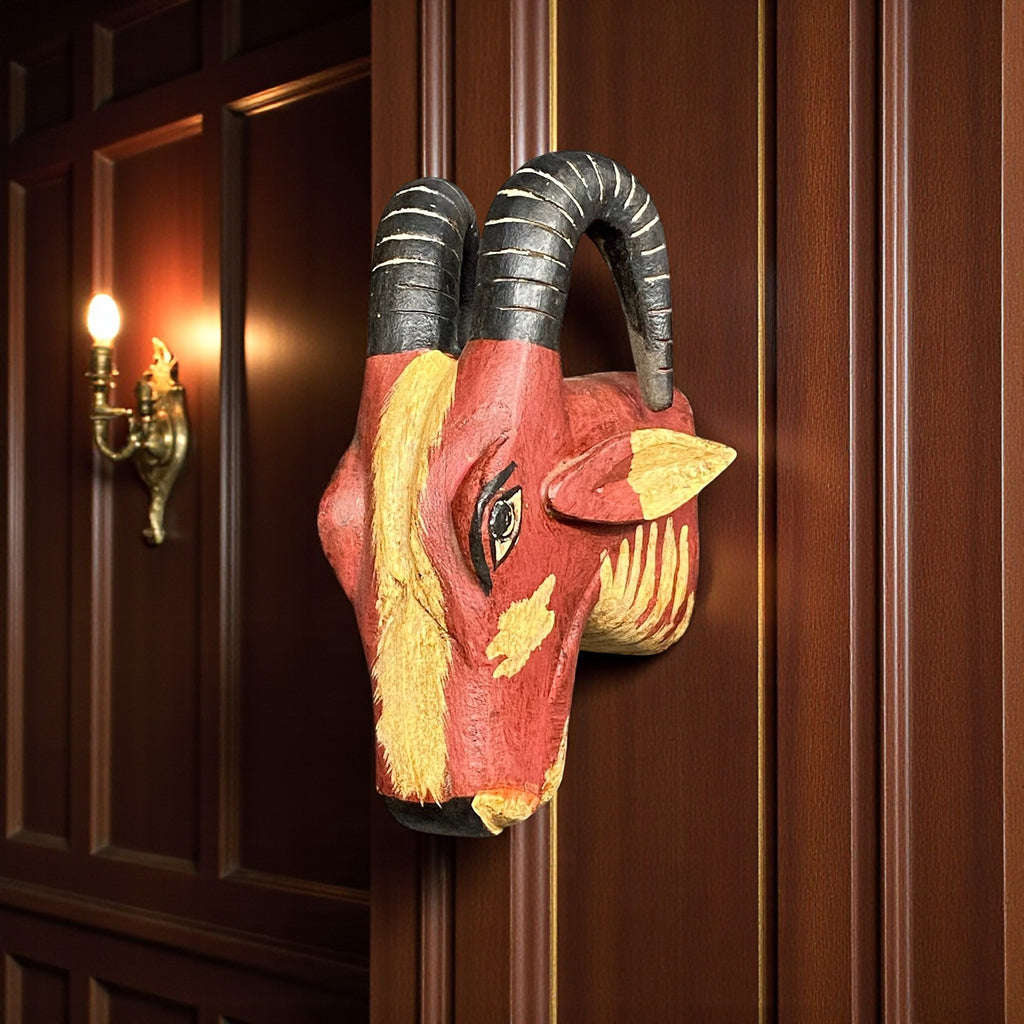 WOODEN HAND PAINTED HEAD