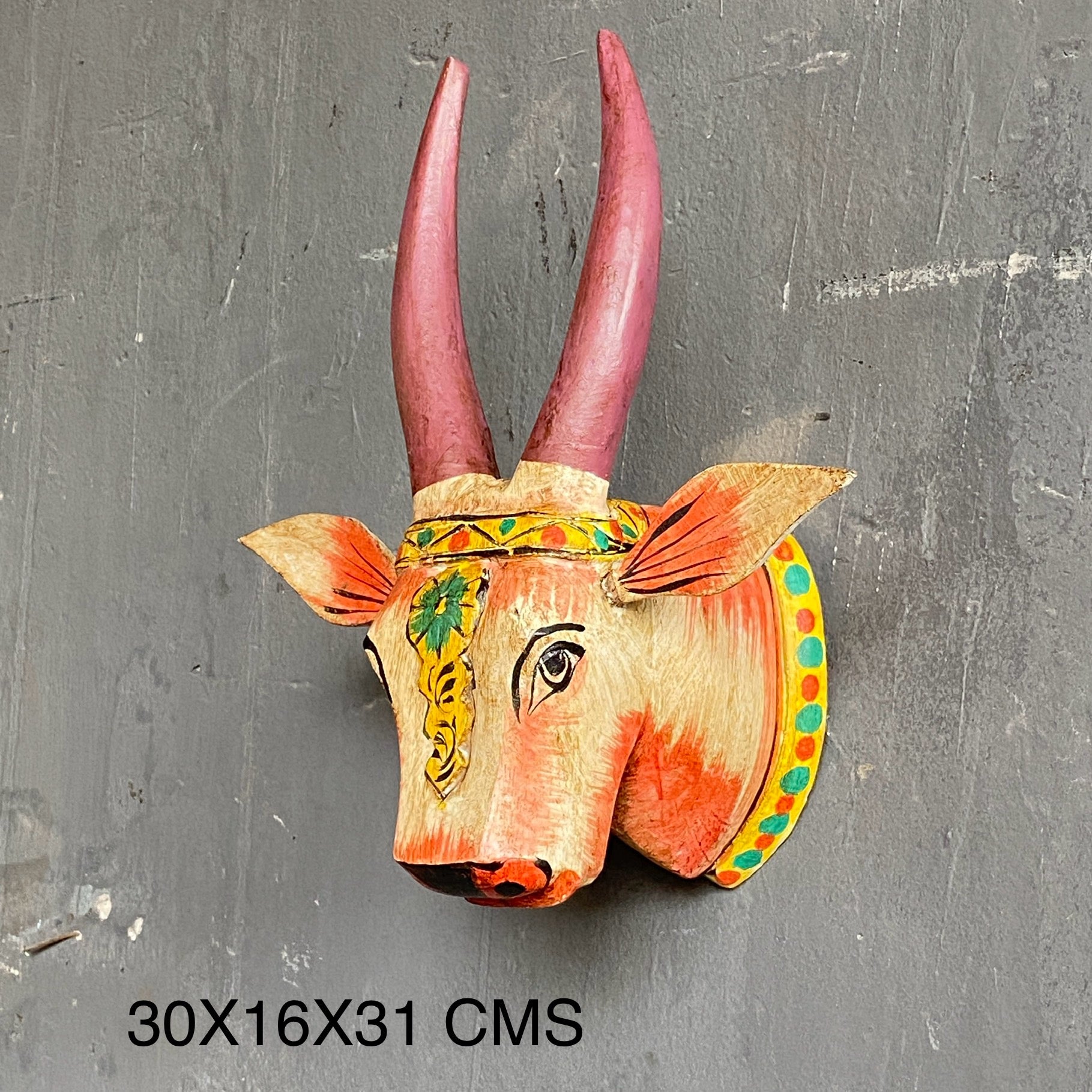 WOODEN HAND PAINTED HEAD