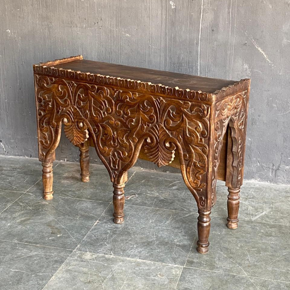 MANGO WOOD HAND CARVED CONSOLE TABLE