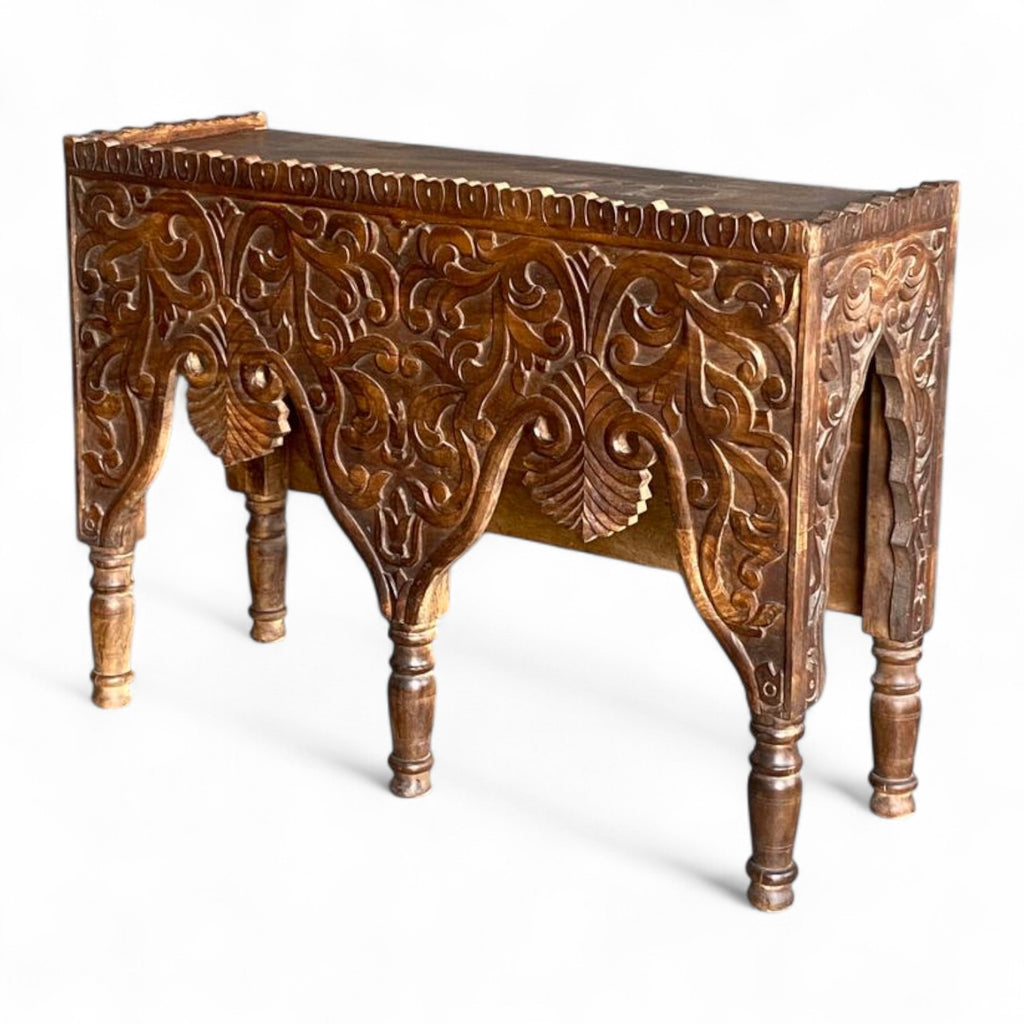 MANGO WOOD HAND CARVED CONSOLE TABLE