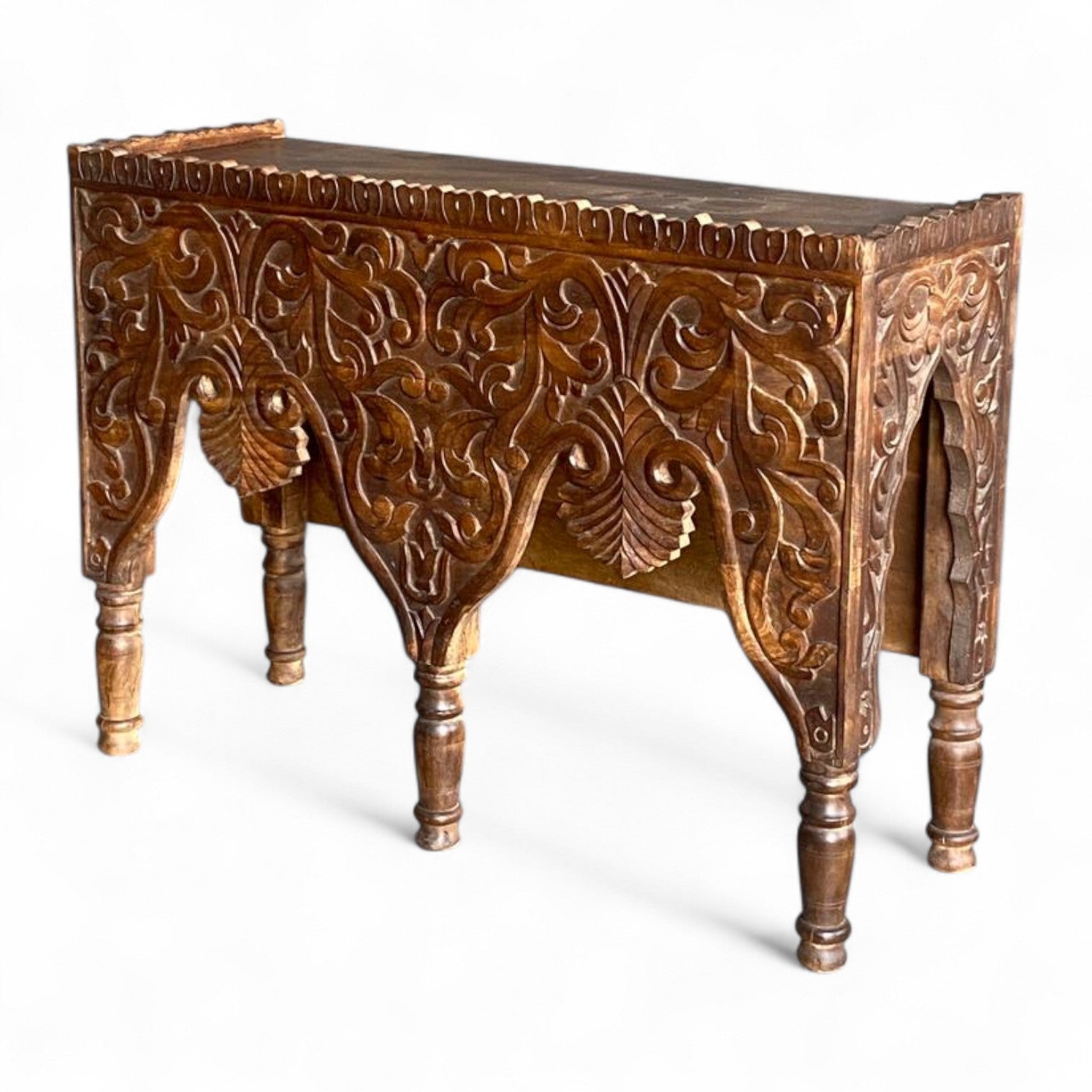 MANGO WOOD HAND CARVED CONSOLE TABLE