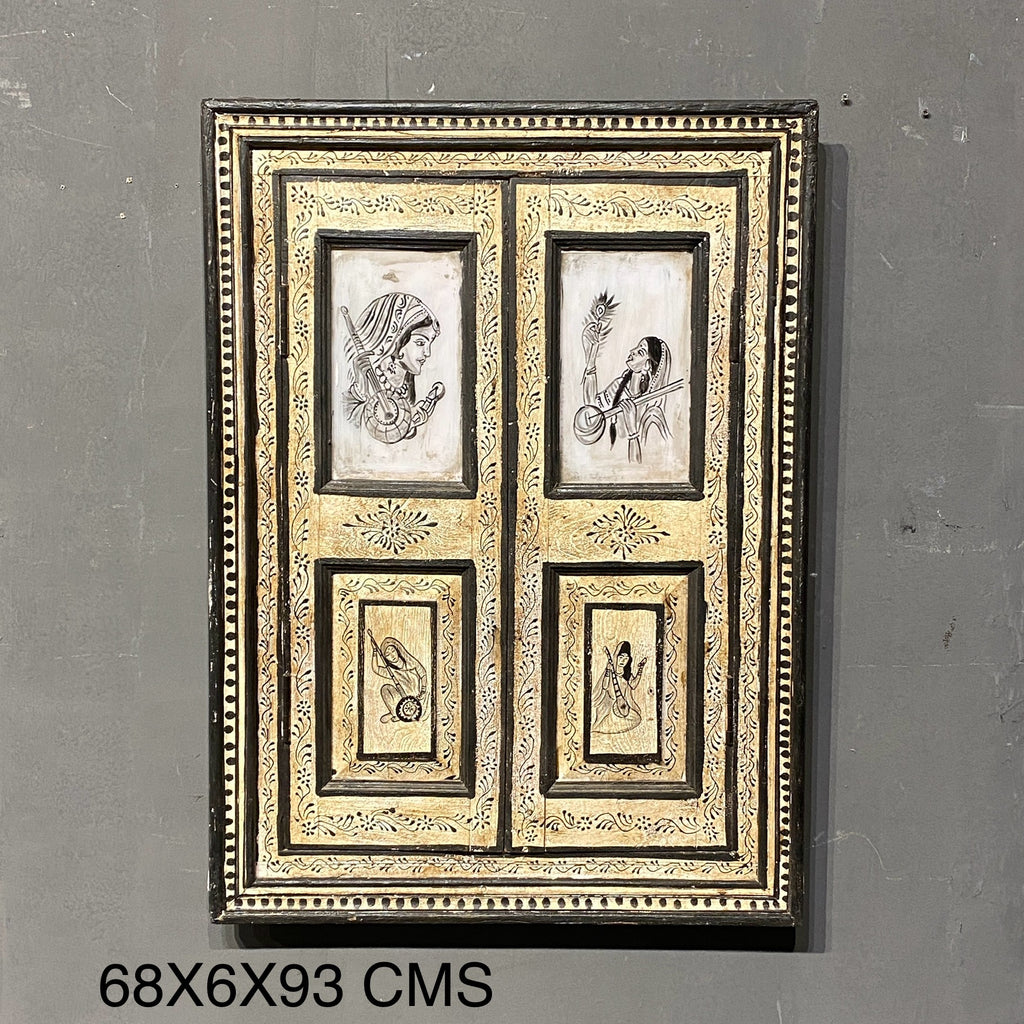 Wooden Handpainted Window – handcrafted vintage Indian decor from Jodhpur, Rajasthan
