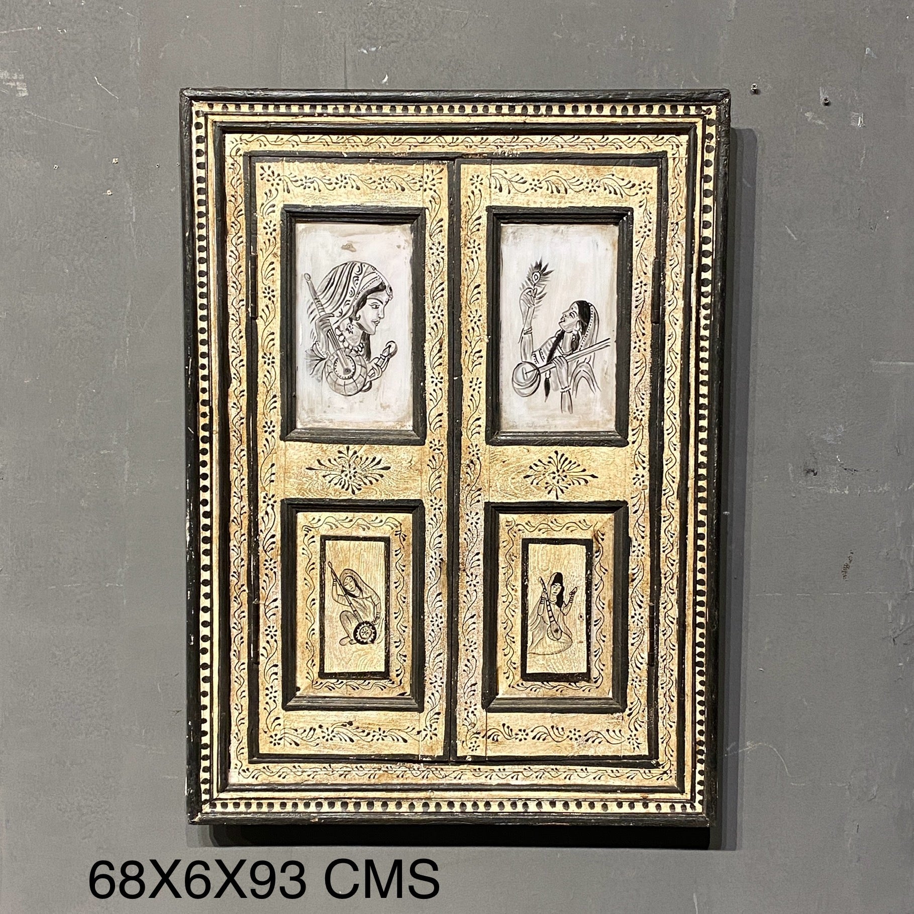 Wooden Handpainted Window – handcrafted vintage Indian decor from Jodhpur, Rajasthan