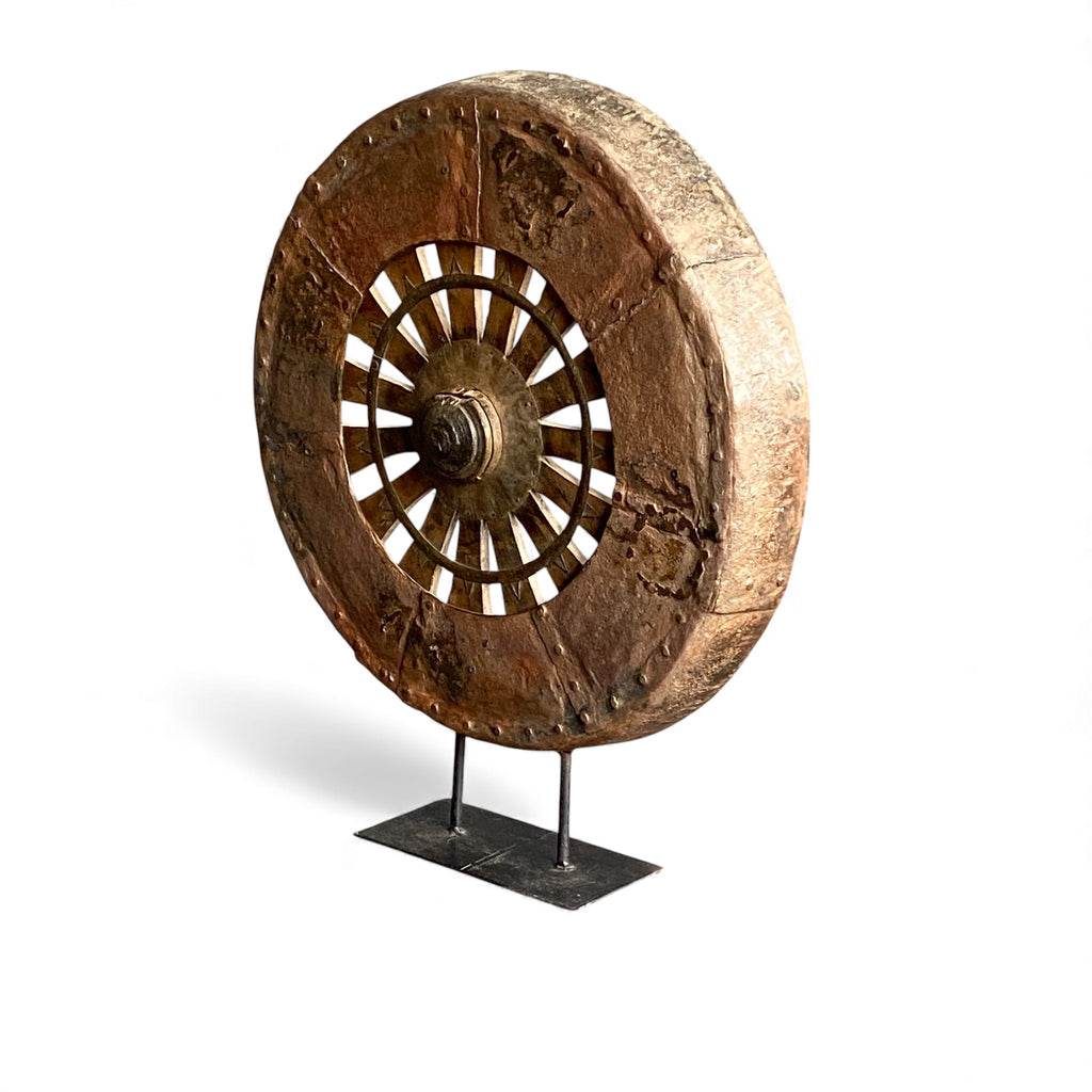 Rustic Wheel Sculpture