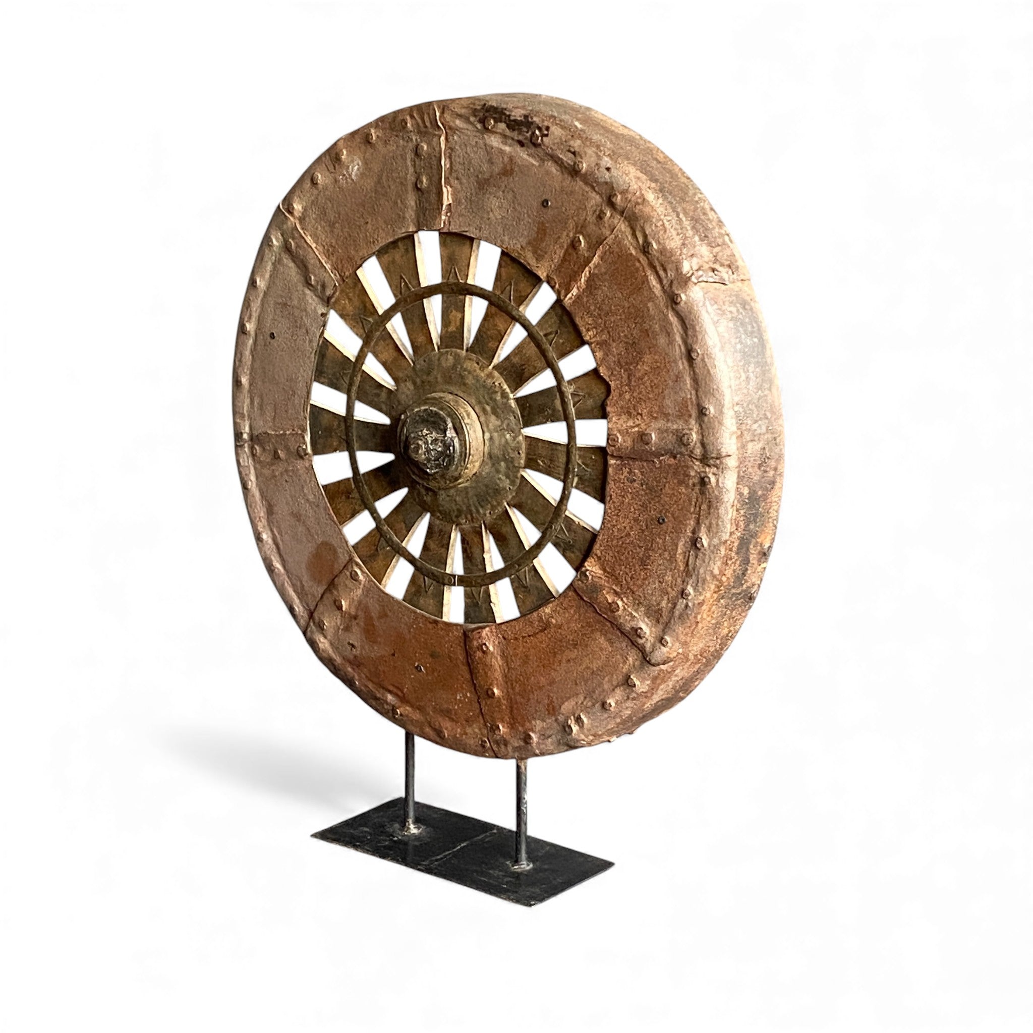 Rustic Wheel Sculpture