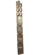 Naga Tribal Carved Panel with Six Mask Faces – Antique Wood Totem