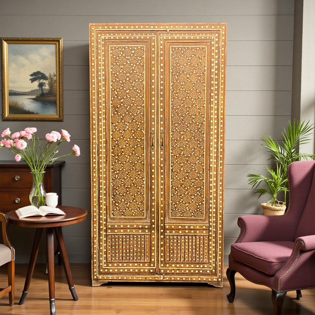 Hand-Carved Wooden Cabinet