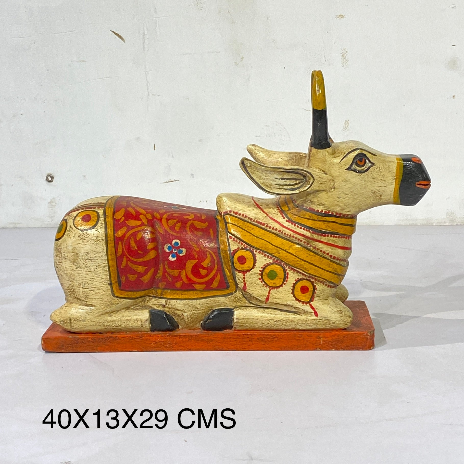HAND-PAINTED WOODEN NANDI
