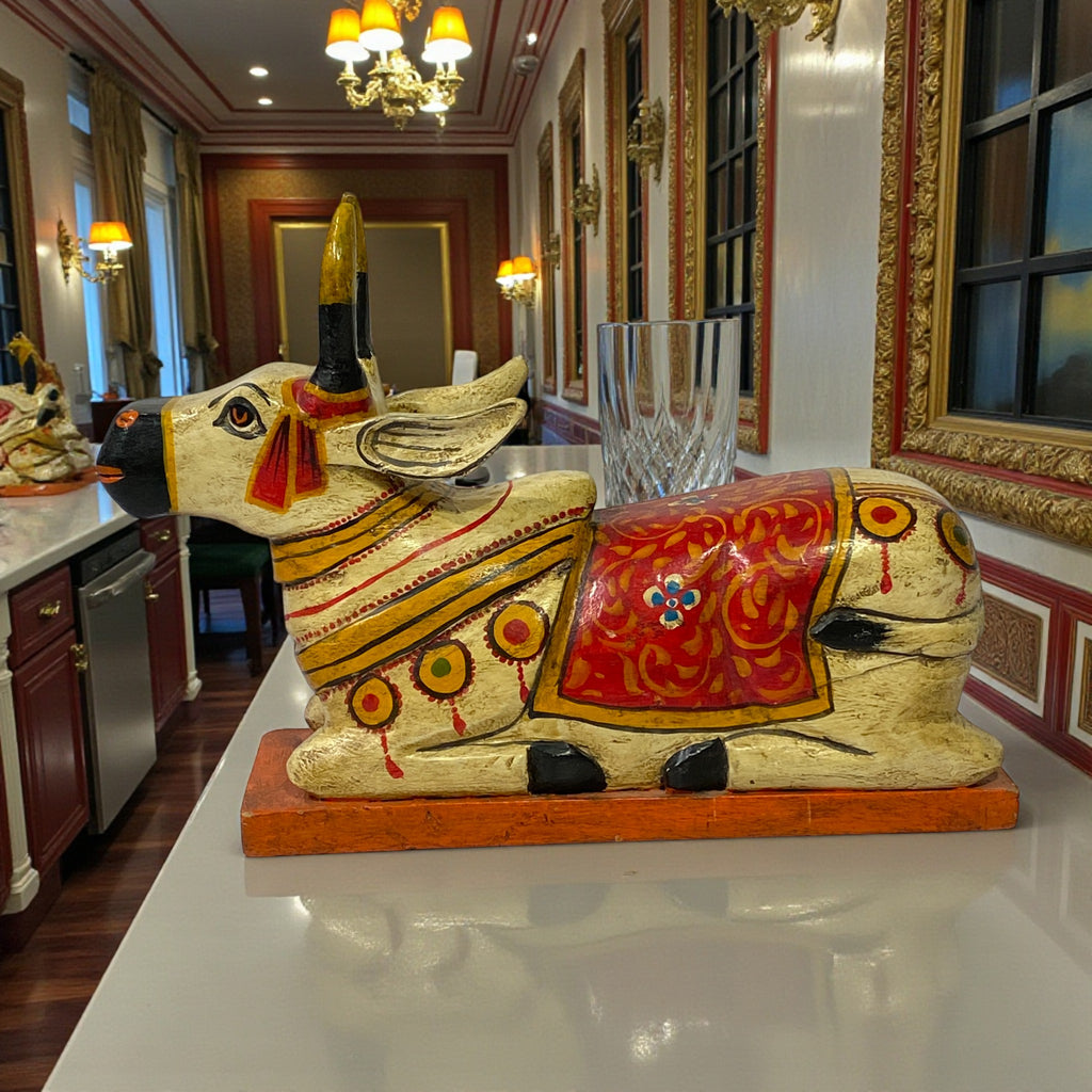 HAND-PAINTED WOODEN NANDI