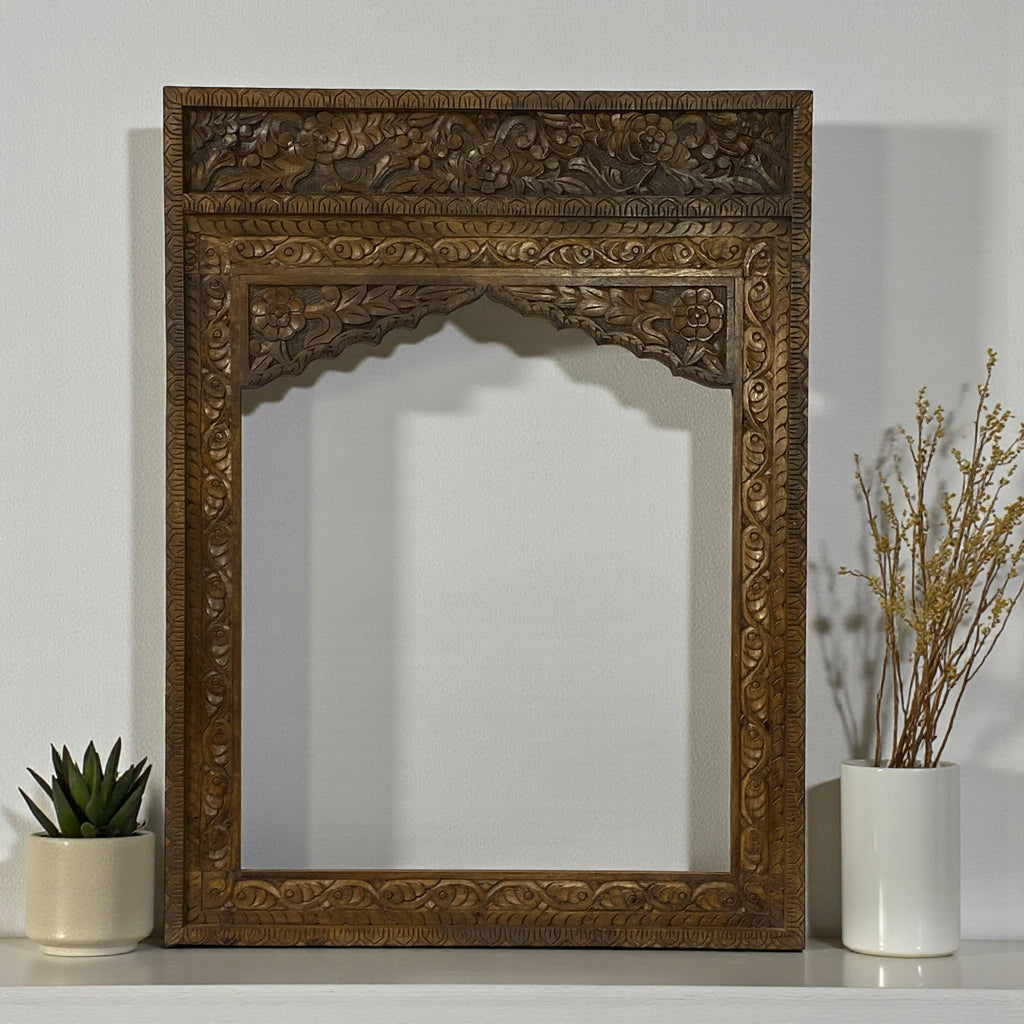 HAND-CARVED WOODEN ARCH FRAME