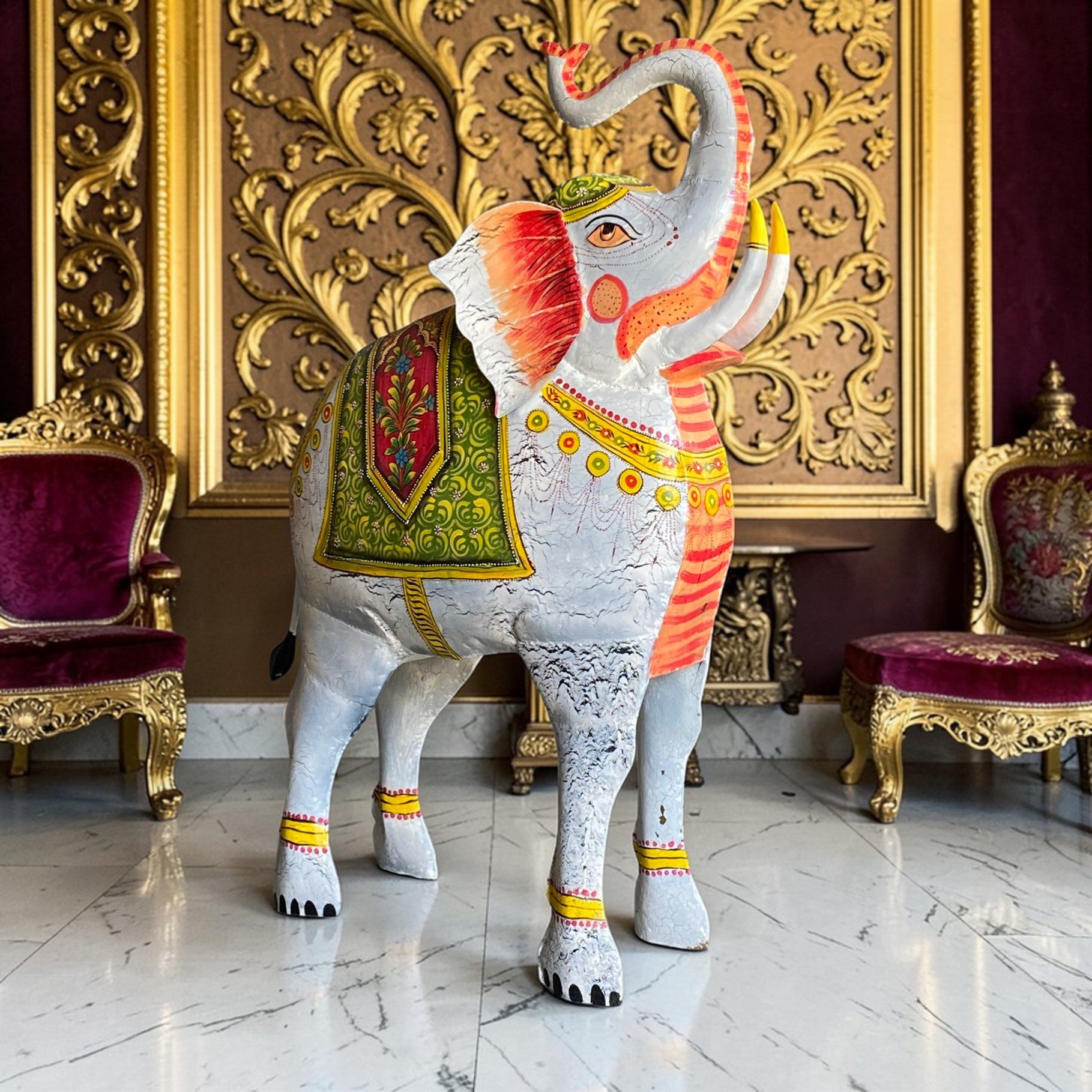 Royal Painted Elephant – handcrafted vintage Indian decor from Jodhpur, Rajasthan