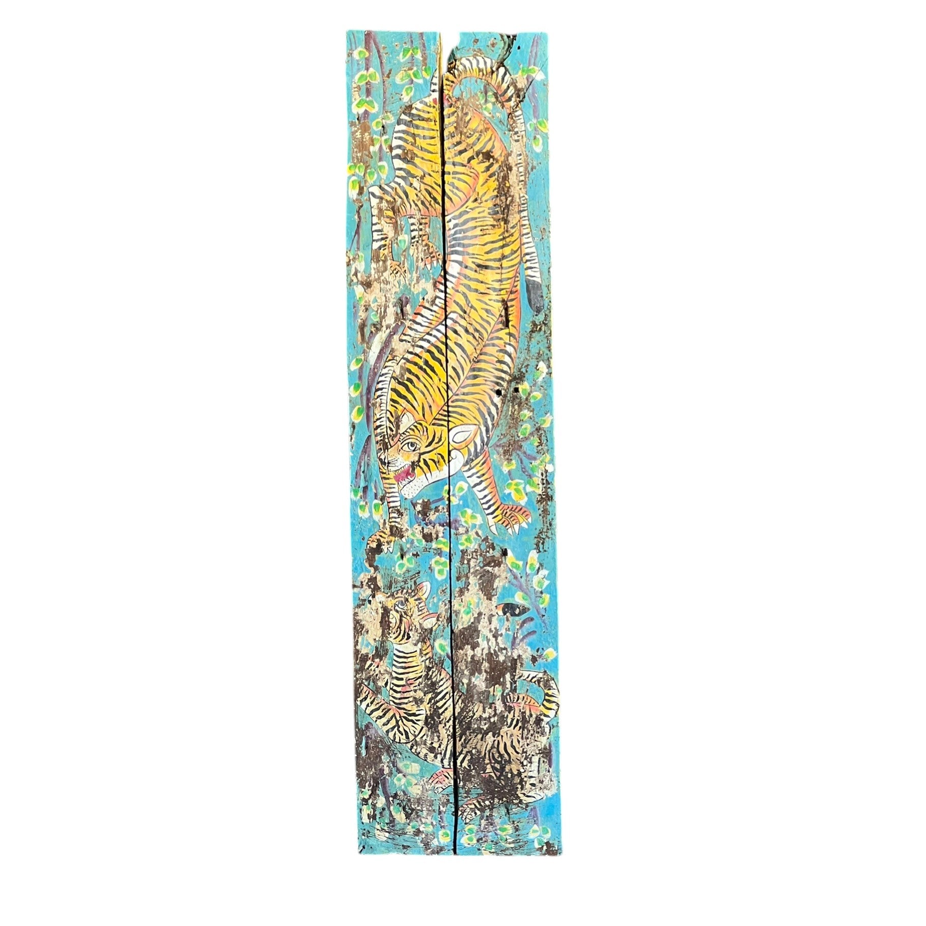 Hand-Painted Tiger Panel – handcrafted vintage Indian decor from Jodhpur, Rajasthan
