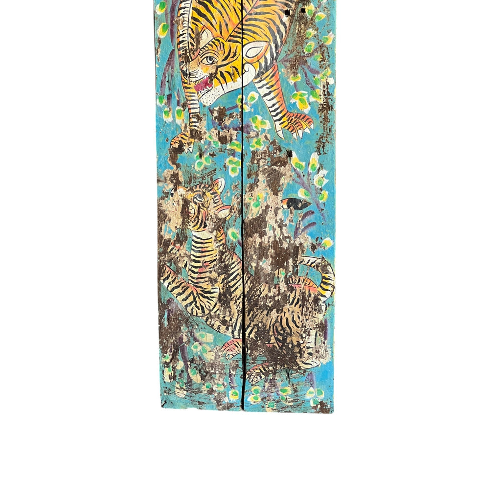 Hand-Painted Tiger Panel – handcrafted vintage Indian decor from Jodhpur, Rajasthan