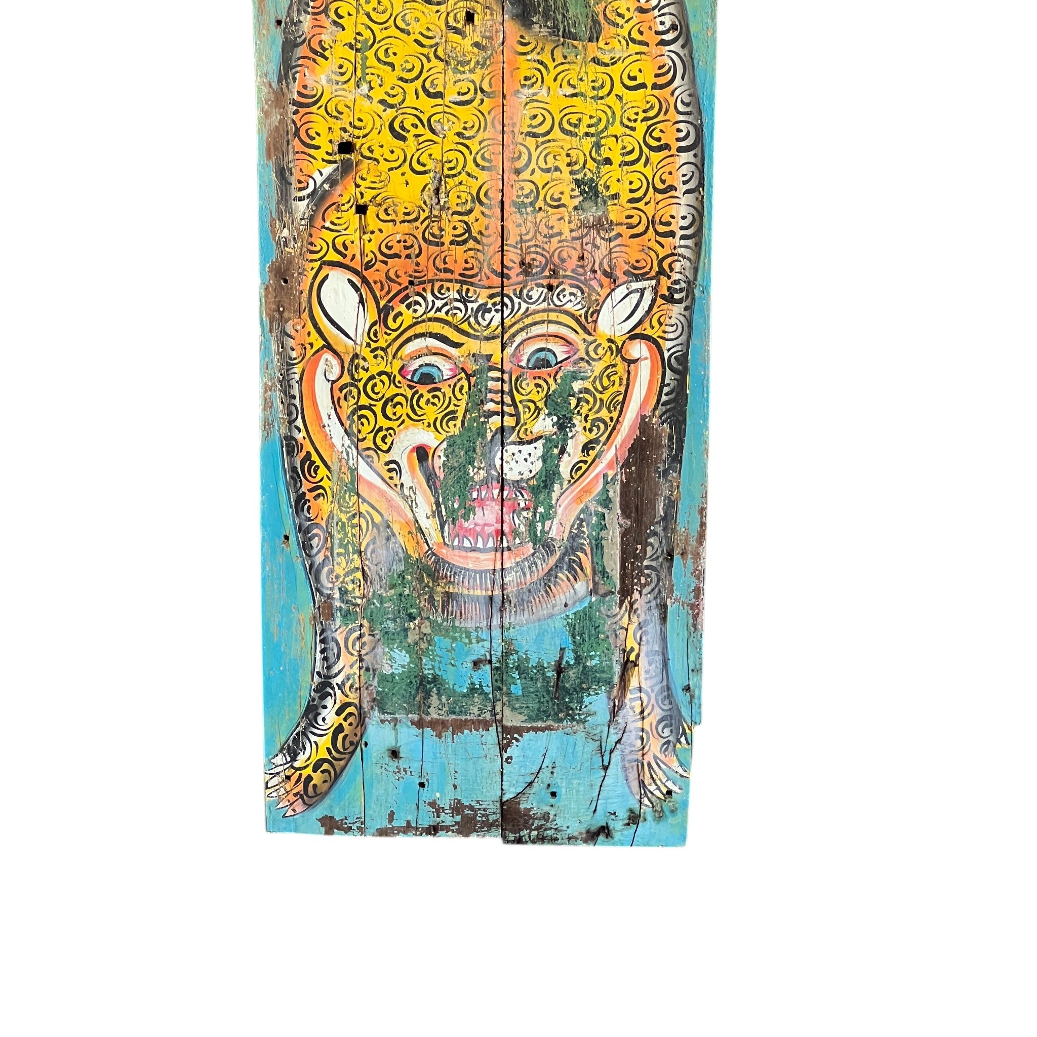 Vintage Wooden Tiger Panel Wall Art