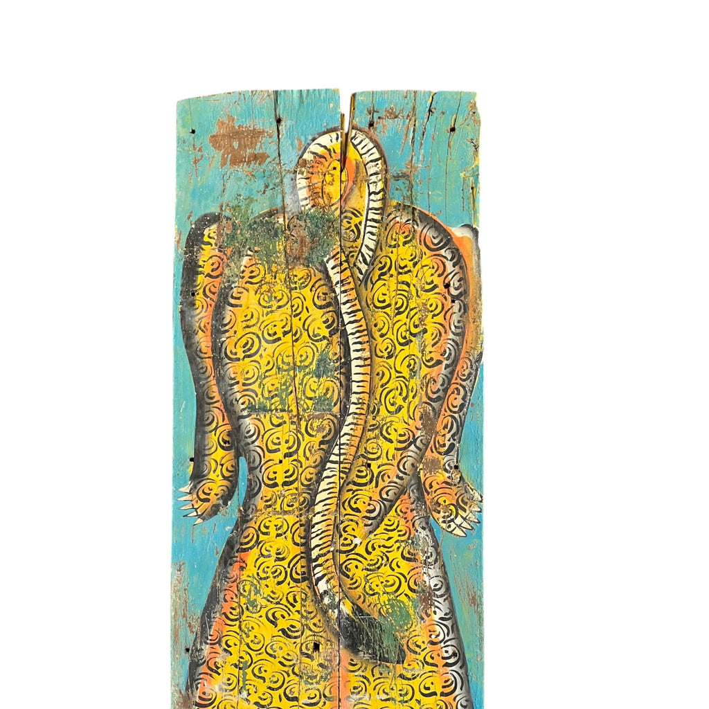 Vintage Wooden Tiger Panel Wall Art