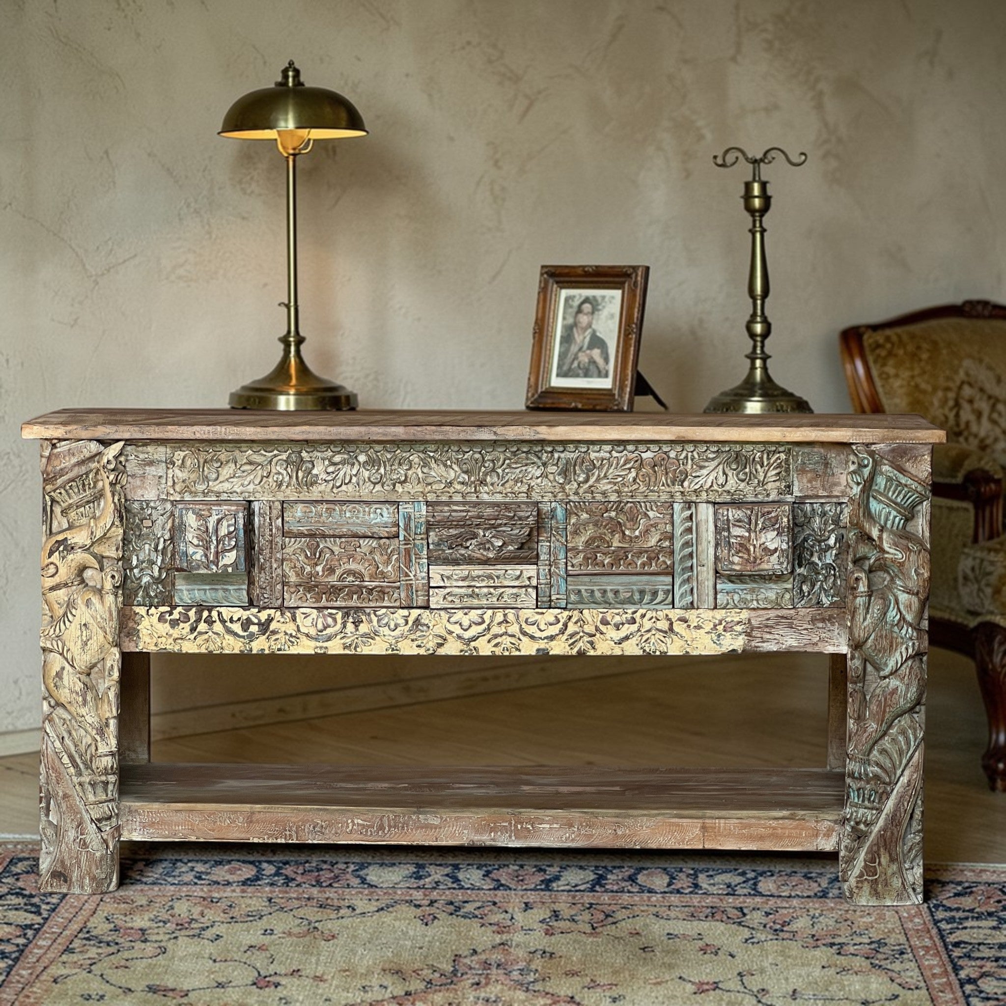 Carved Wooden Console