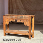 Wooden Carved Console Table – handcrafted vintage Indian decor from Jodhpur, Rajasthan