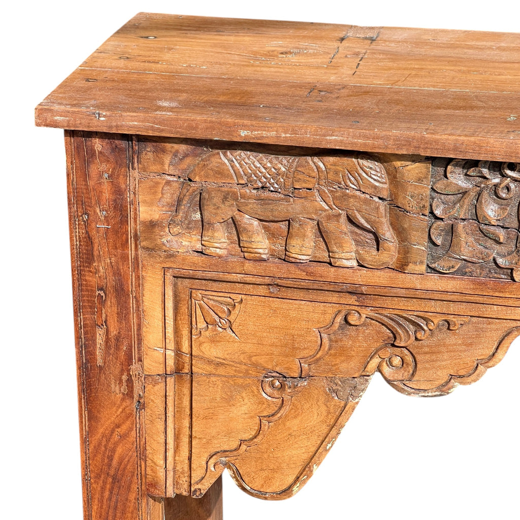 Wooden Carved Console Table – handcrafted vintage Indian decor from Jodhpur, Rajasthan
