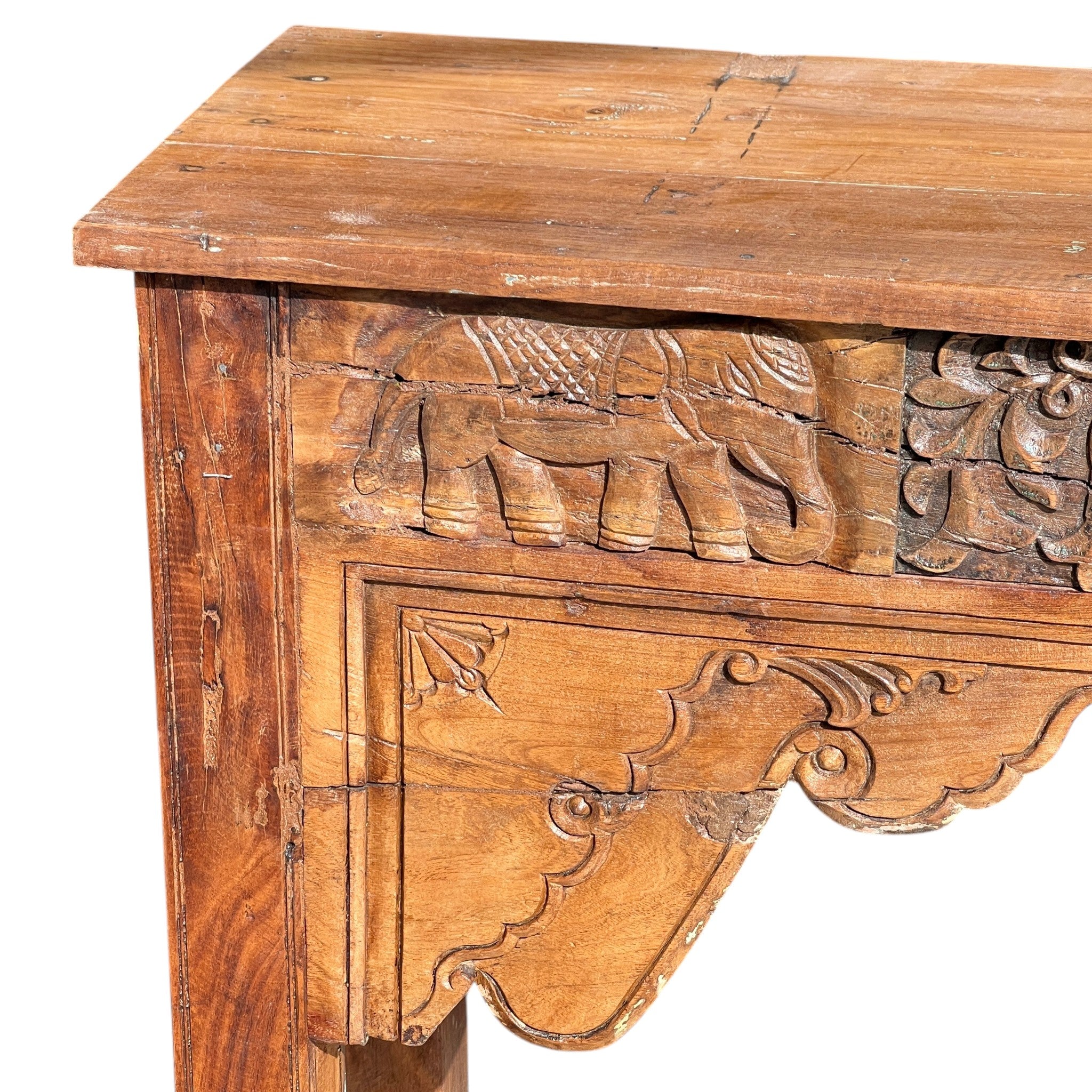 Wooden Carved Console Table – handcrafted vintage Indian decor from Jodhpur, Rajasthan